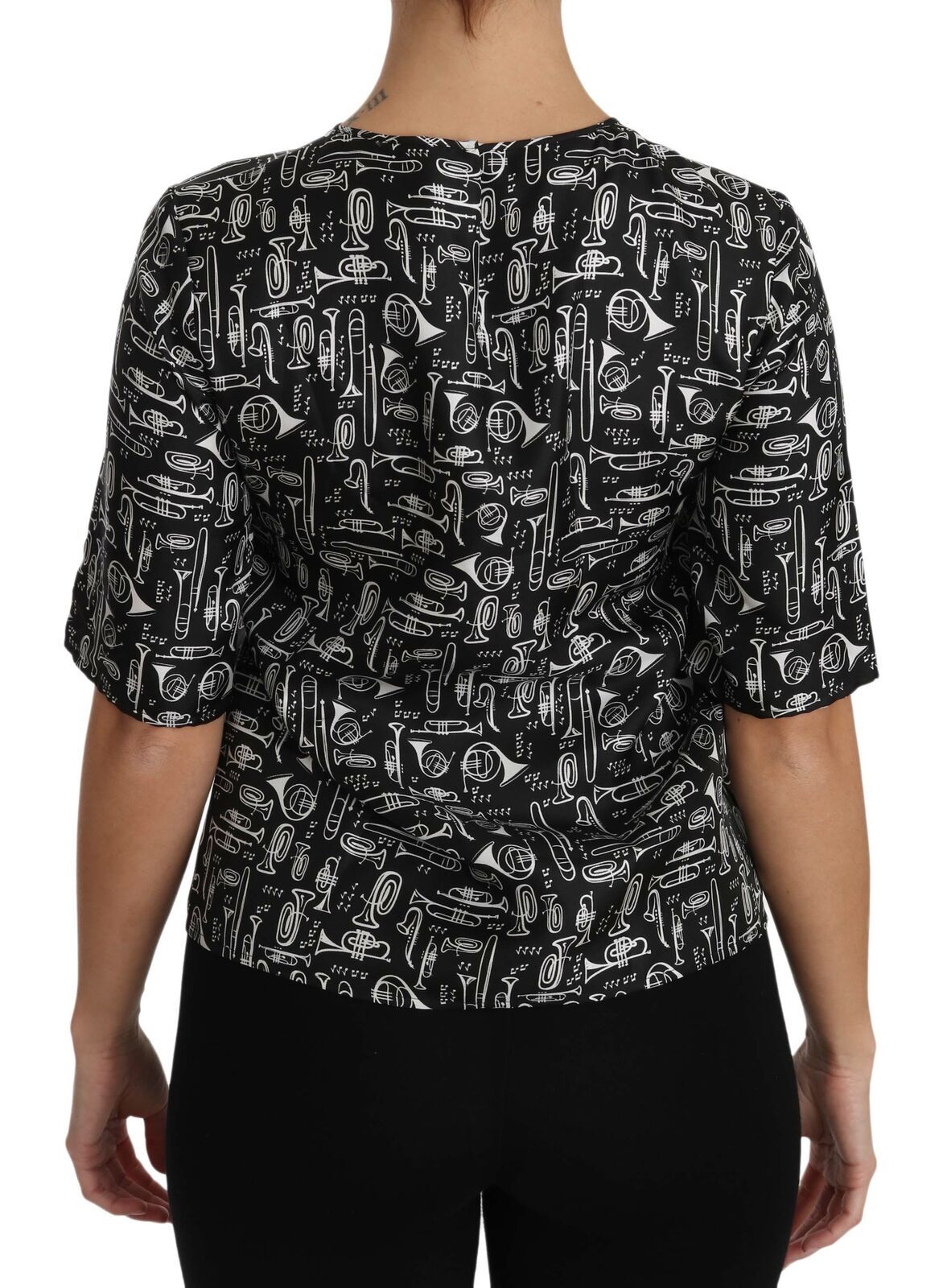 Dolce & Gabbana – Exquisite Seidenbluse mit Trompetendruck