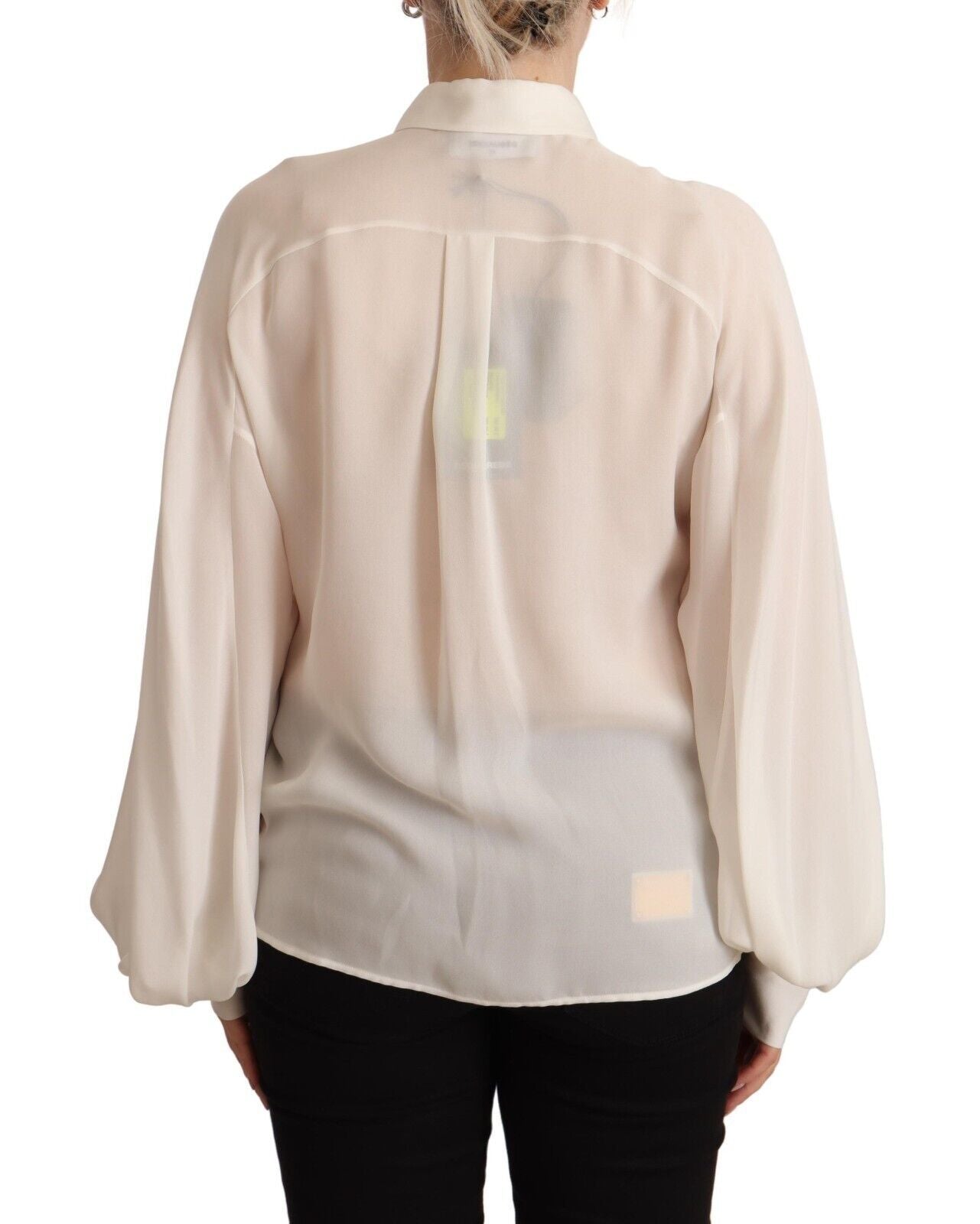 Dsquared² Elegante Langarmbluse aus Seide in Off White