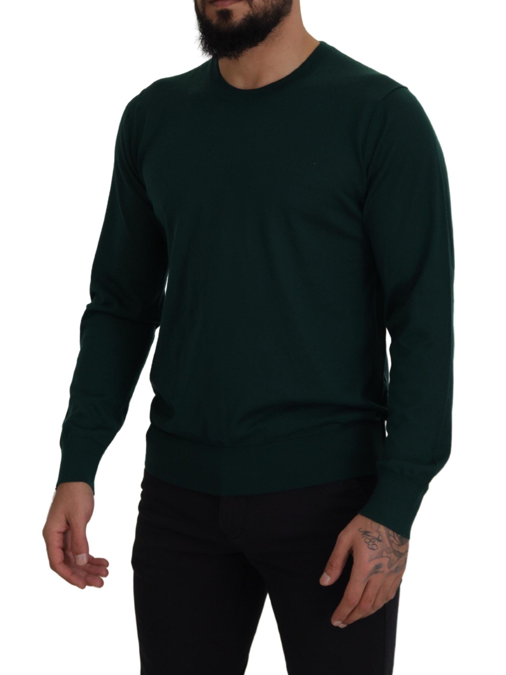 Dolce & Gabbana Eleganter grüner Kaschmirpullover mit Rundhalsausschnitt