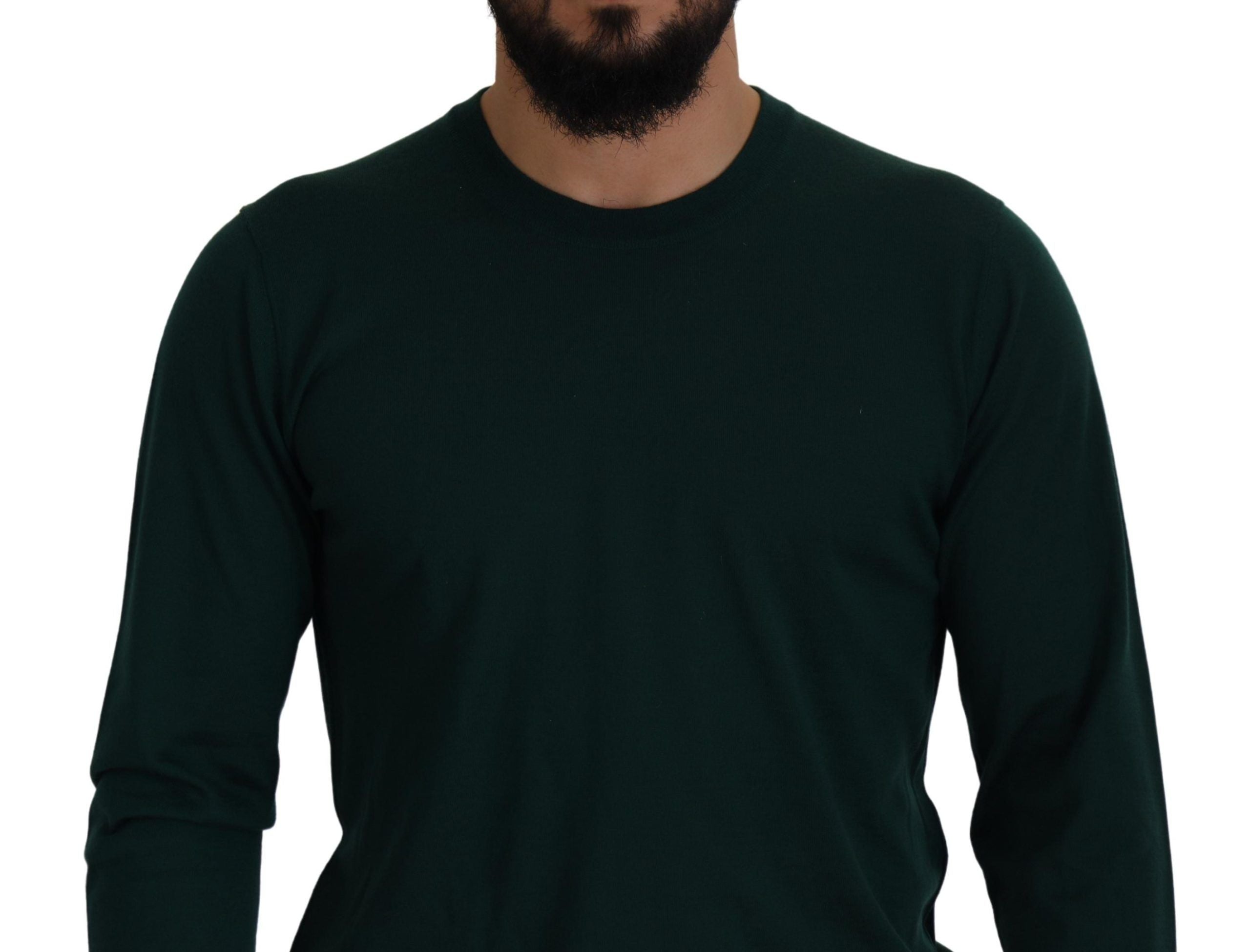 Dolce & Gabbana Eleganter grüner Kaschmirpullover mit Rundhalsausschnitt