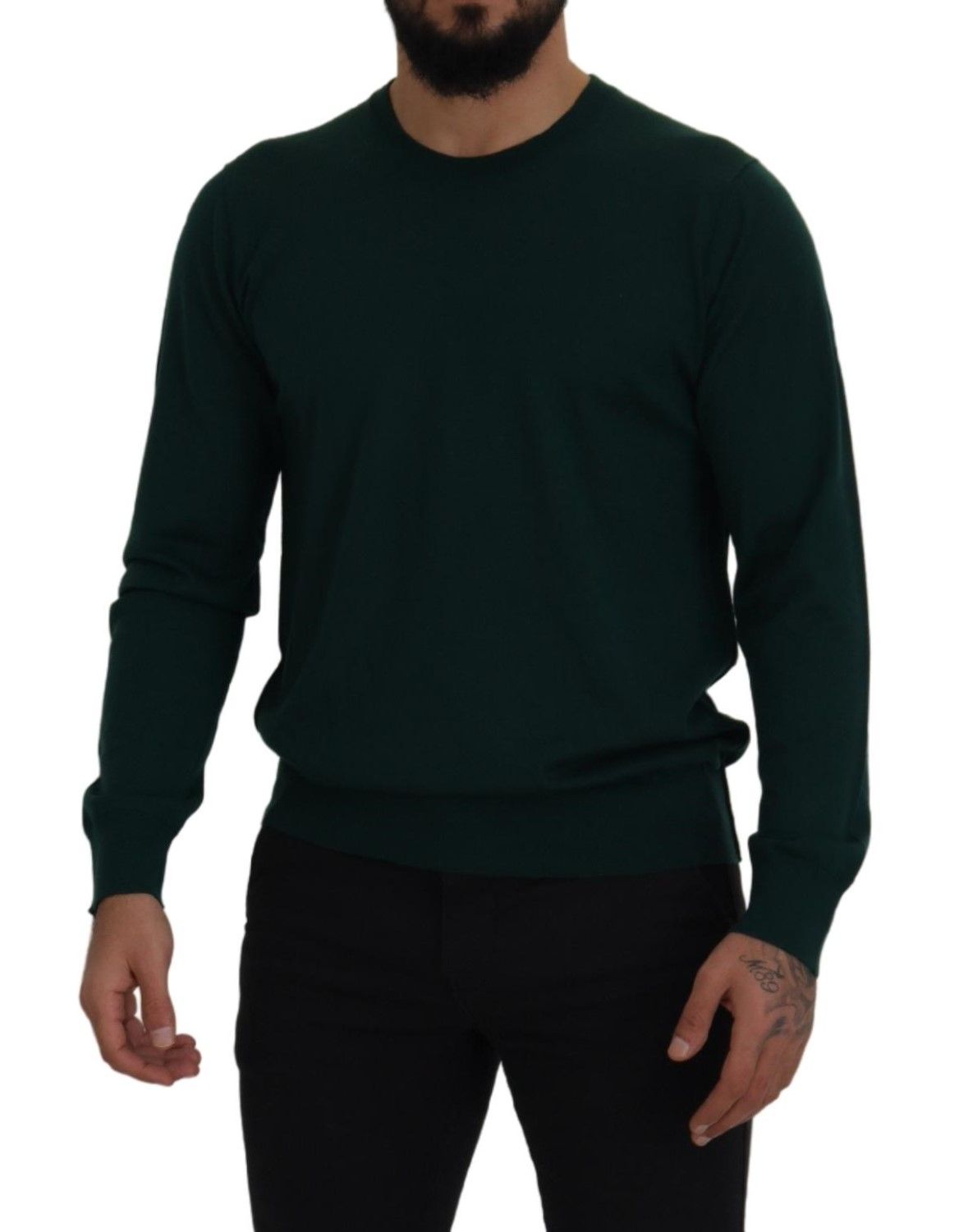 Dolce & Gabbana Eleganter grüner Kaschmirpullover mit Rundhalsausschnitt