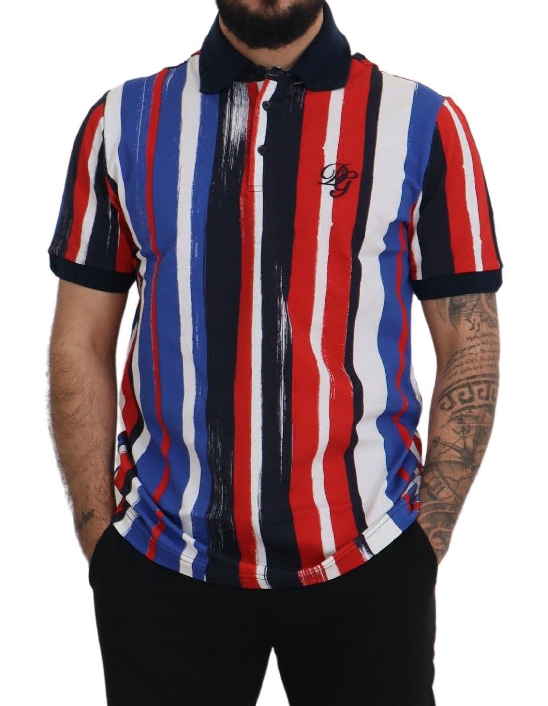 Dolce & Gabbana Elegantes gestreiftes Polo-T-Shirt aus Baumwolle