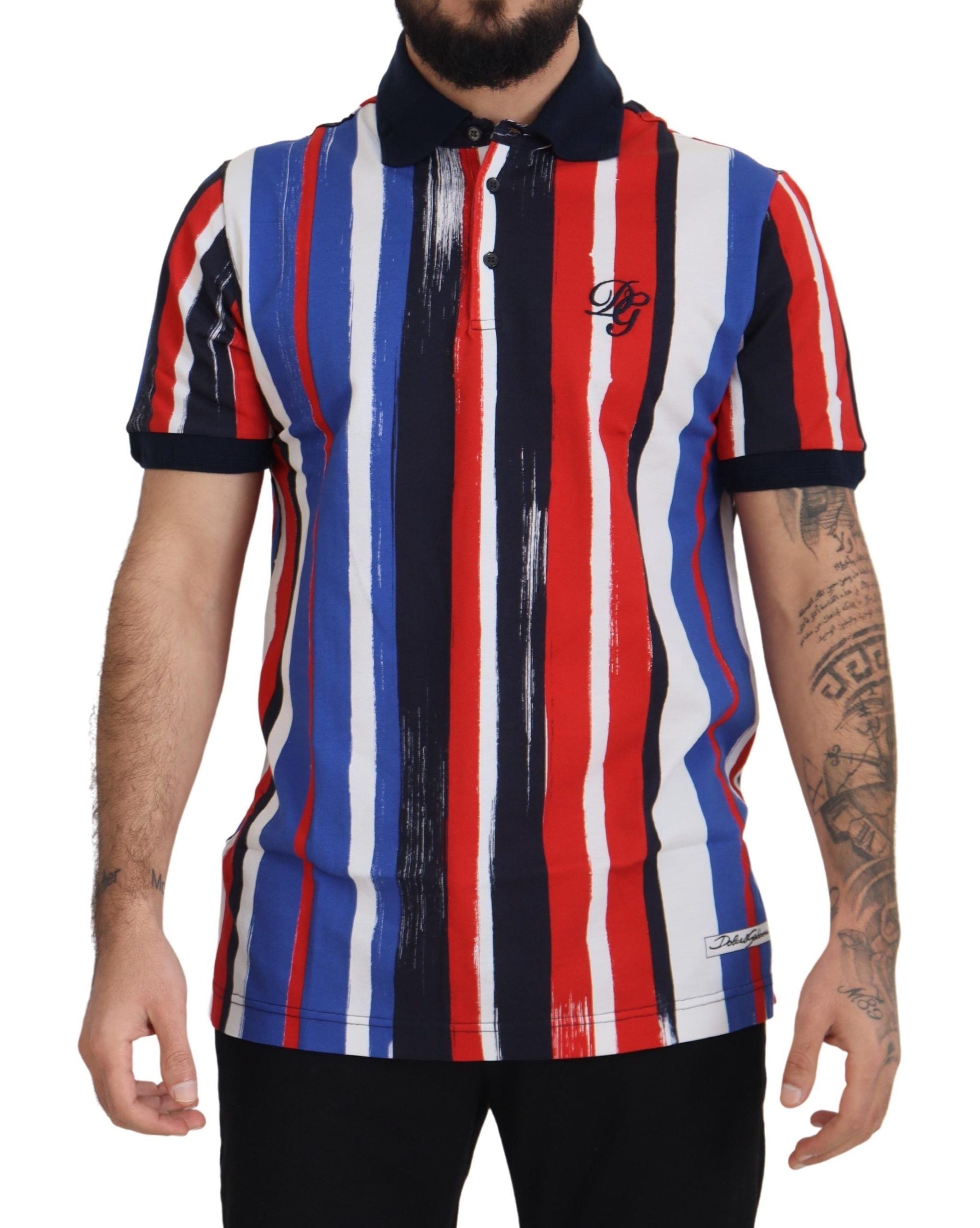 Dolce & Gabbana Elegantes gestreiftes Polo-T-Shirt aus Baumwolle