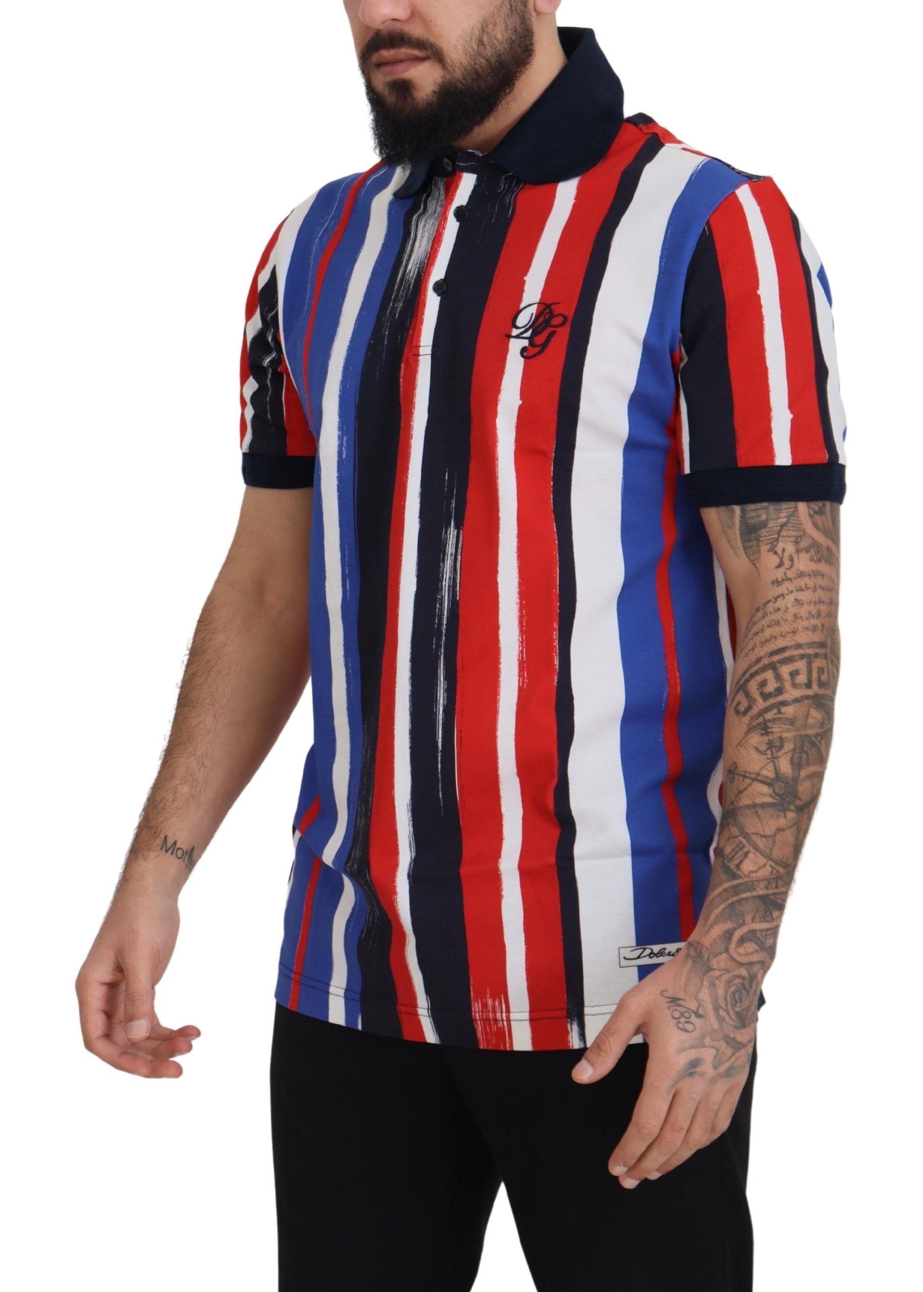 Dolce & Gabbana Elegantes gestreiftes Polo-T-Shirt aus Baumwolle