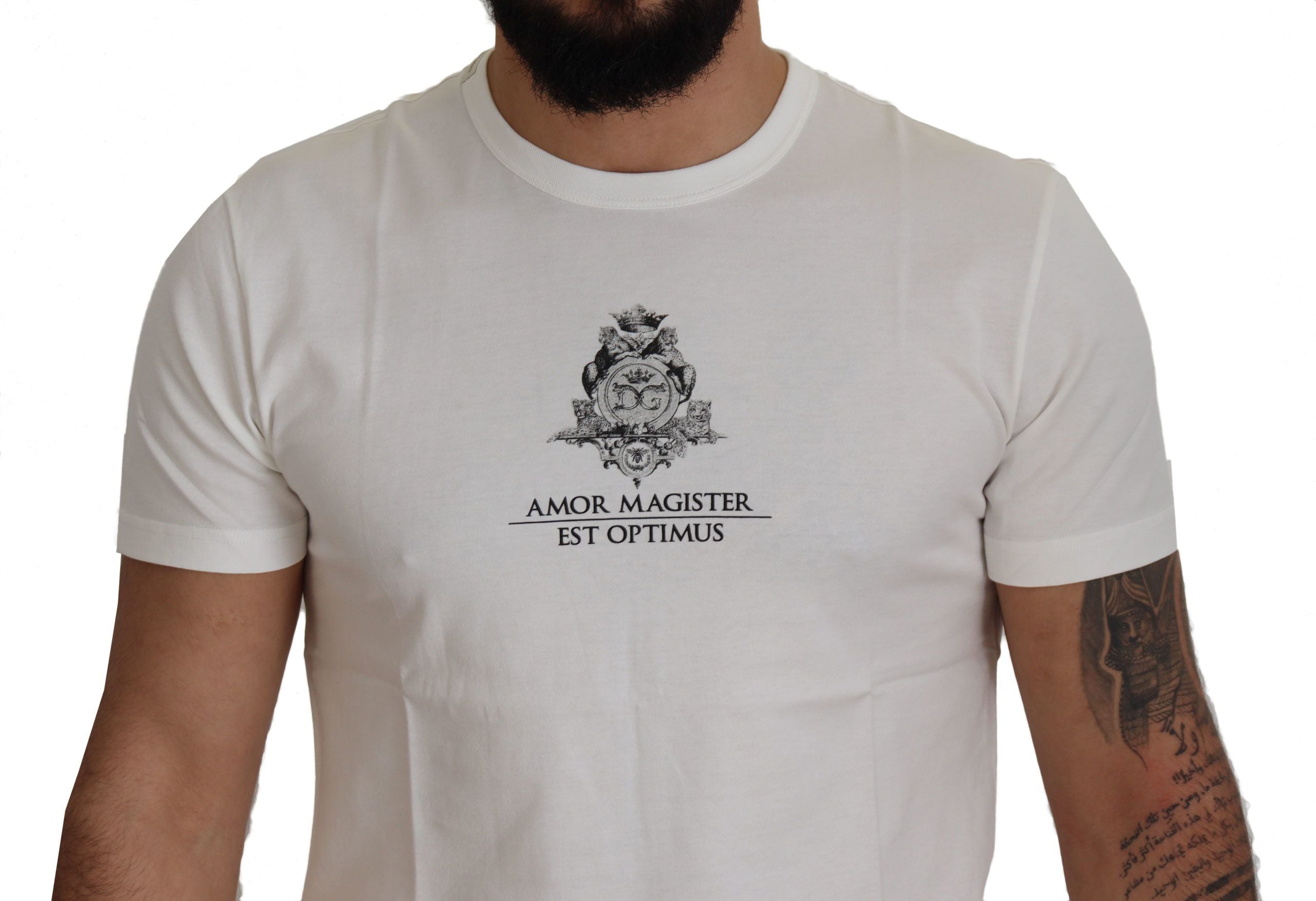 Tricou Dolce & Gabbana Chic White Logo Print din bumbac