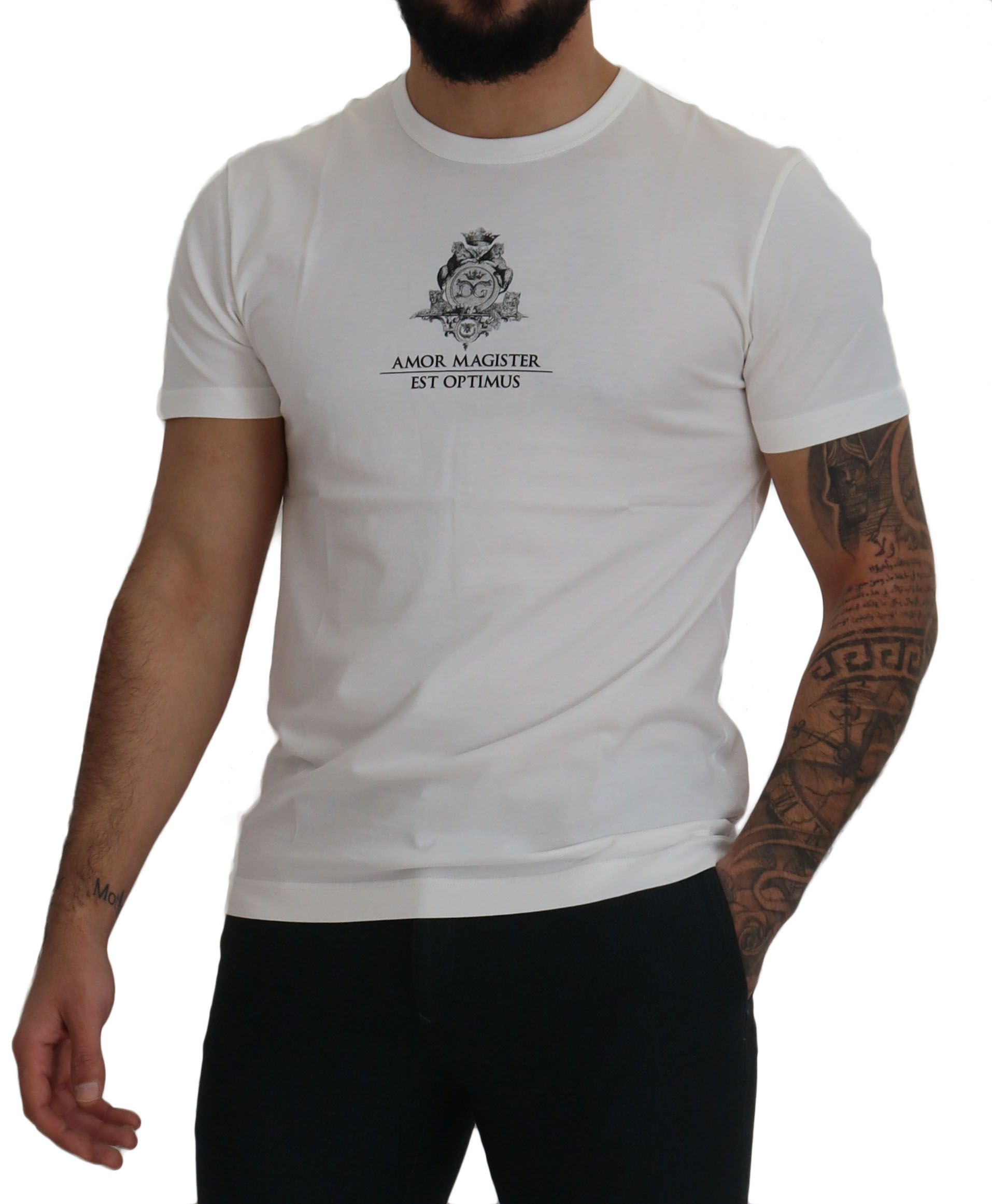 Tricou Dolce & Gabbana Chic White Logo Print din bumbac