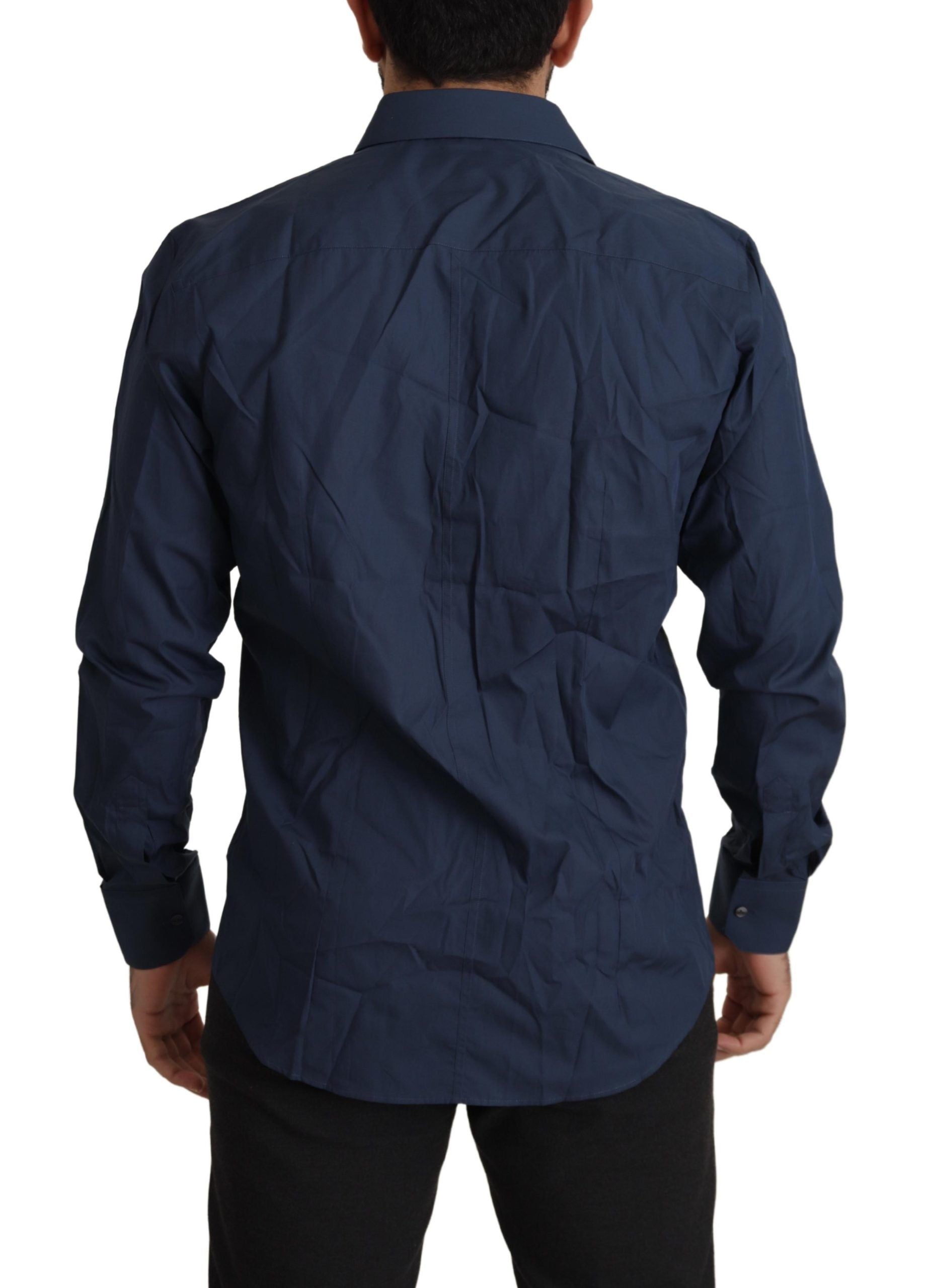 Dolce & Gabbana Elegantes Slim Fit Blaues Martini-Hemd