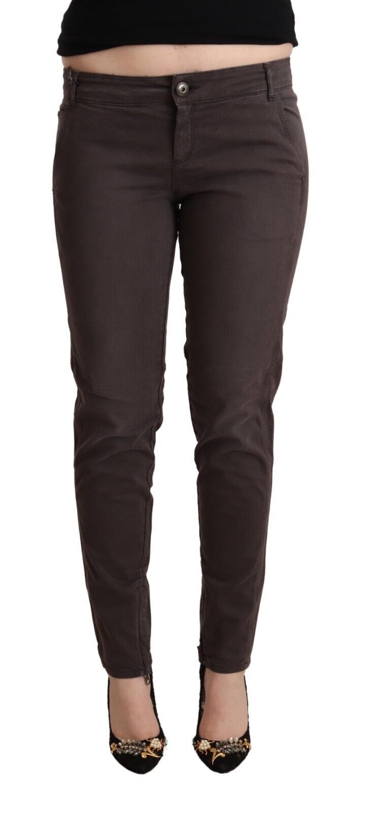 Ermanno Scervino Schicke, braune Skinny-Hose mit niedriger Taille