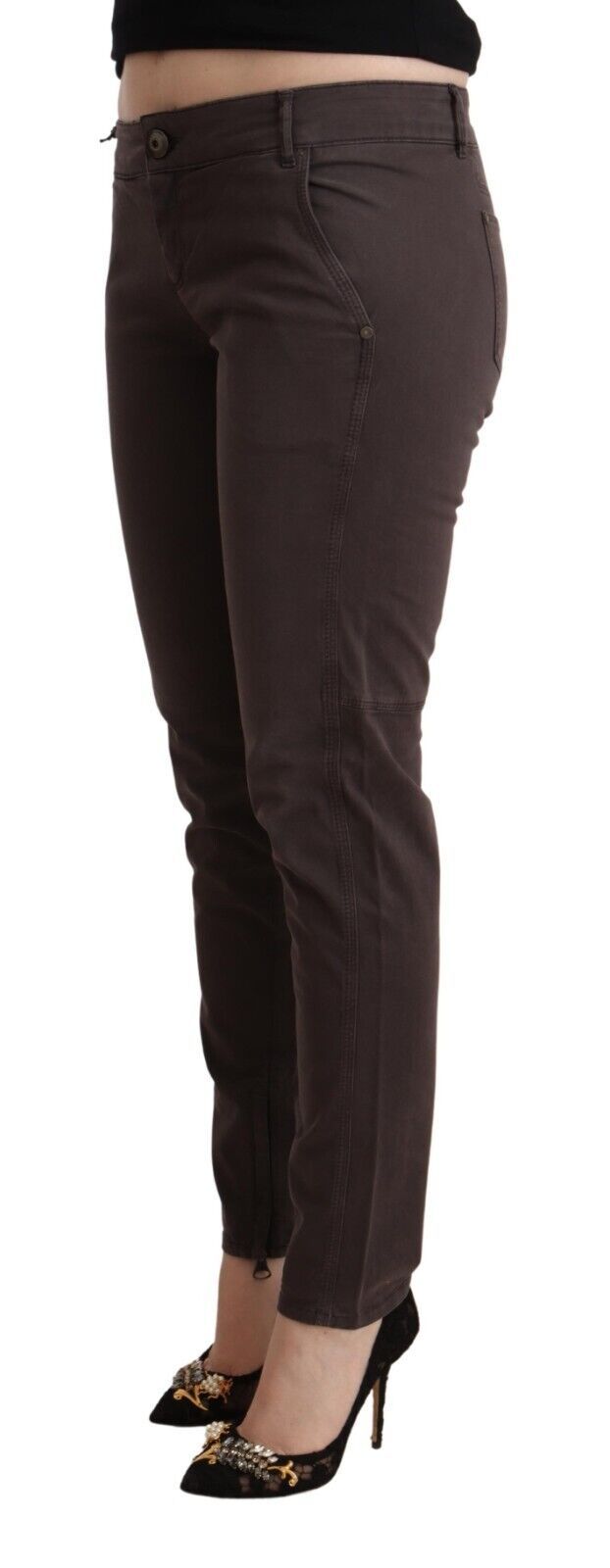 Ermanno Scervino Schicke, braune Skinny-Hose mit niedriger Taille