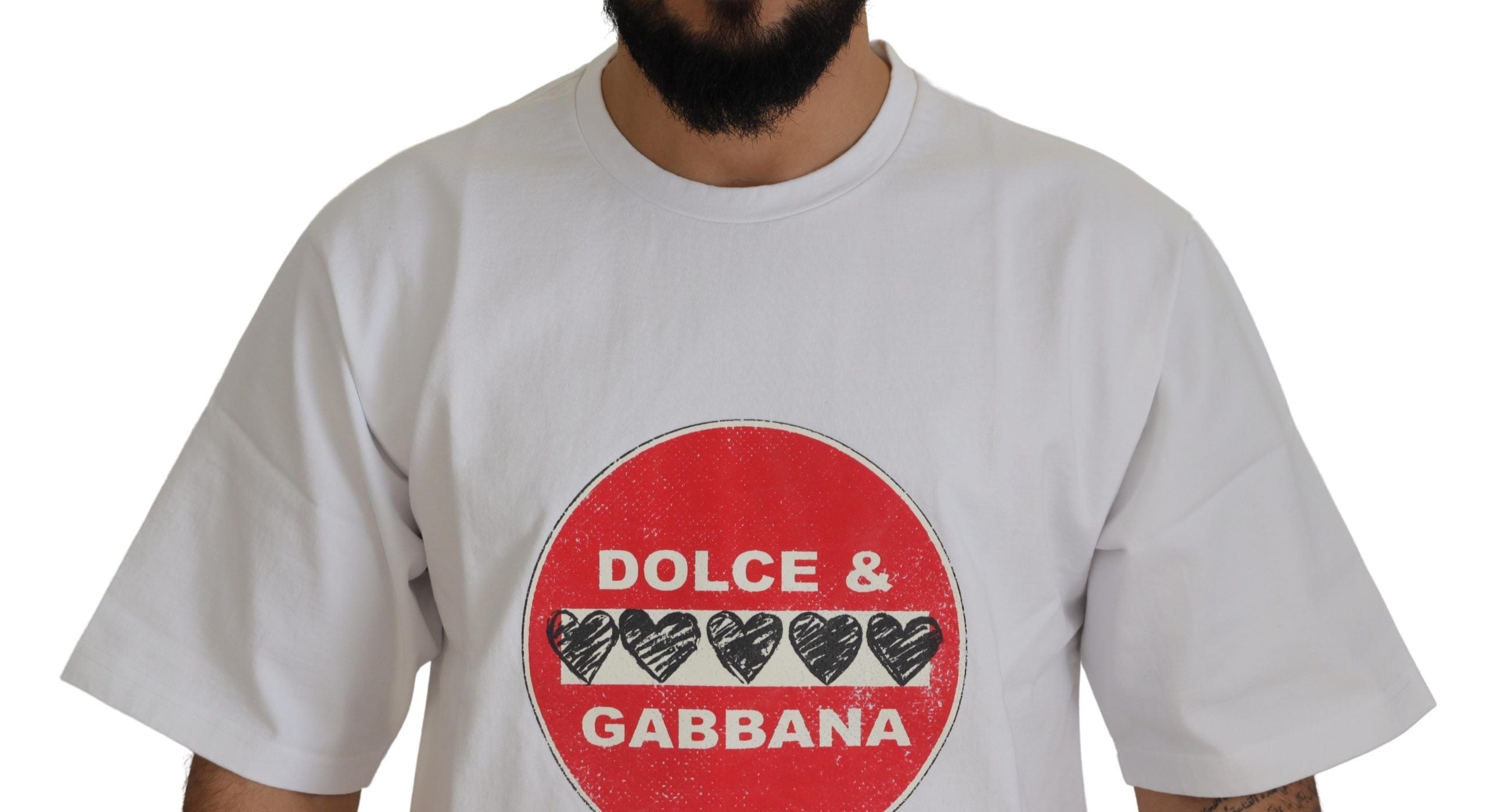 Dolce & Gabbana Schickes weißes Baumwoll-T-Shirt „Heart Amor“