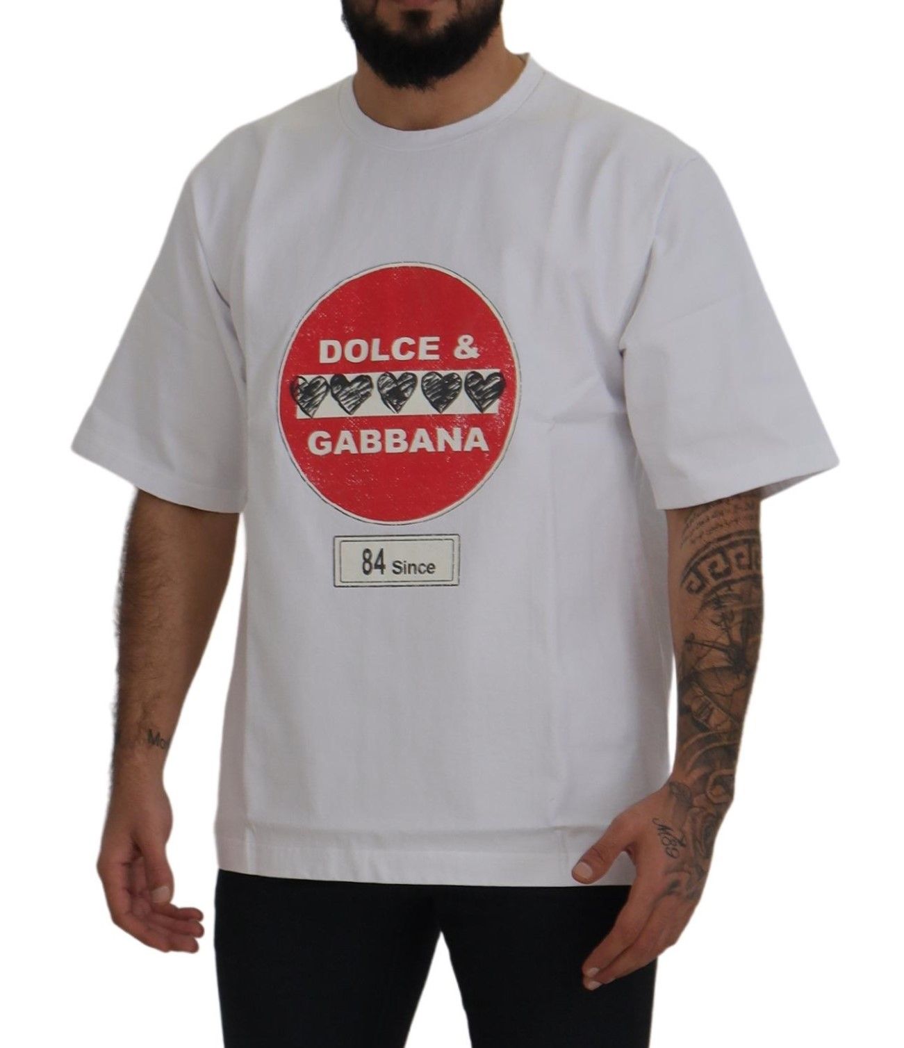 Dolce & Gabbana Schickes weißes Baumwoll-T-Shirt „Heart Amor“