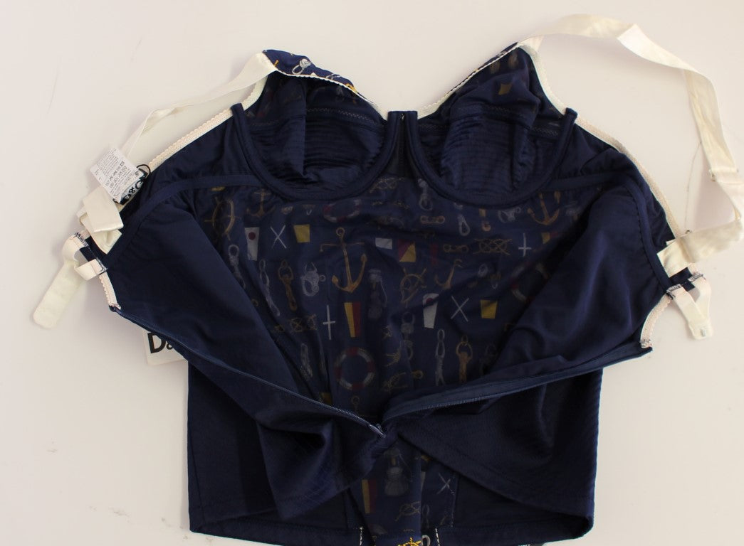 Dolce & Gabbana – Blaues Stretch-Tanktop mit Matrosenmotiv