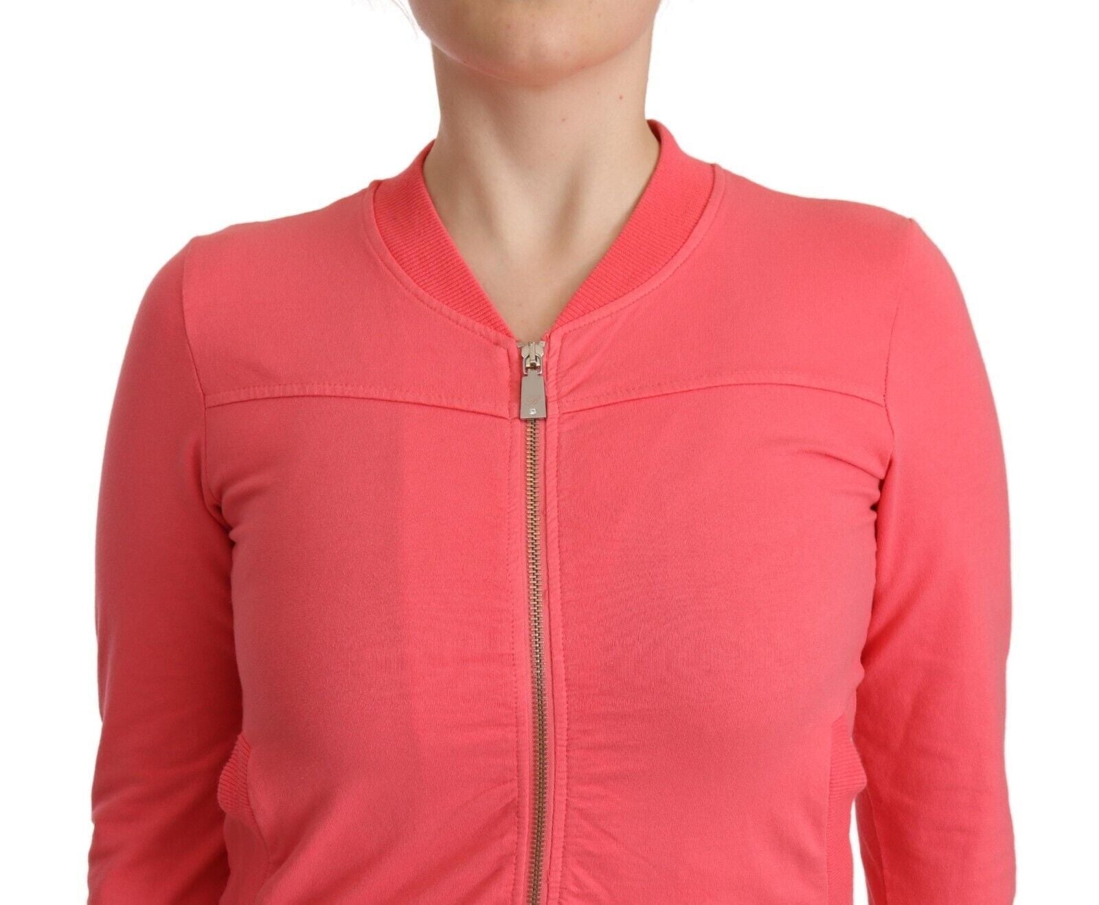 Blumarine – Eleganter rosa Pullover mit durchgehendem Reißverschluss