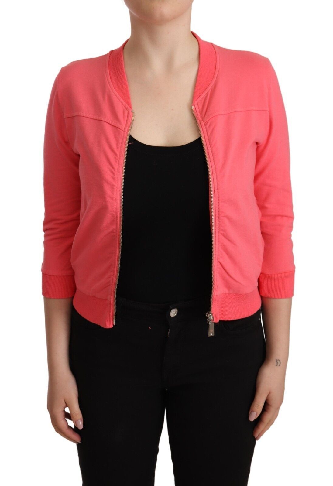 Blumarine – Eleganter rosa Pullover mit durchgehendem Reißverschluss
