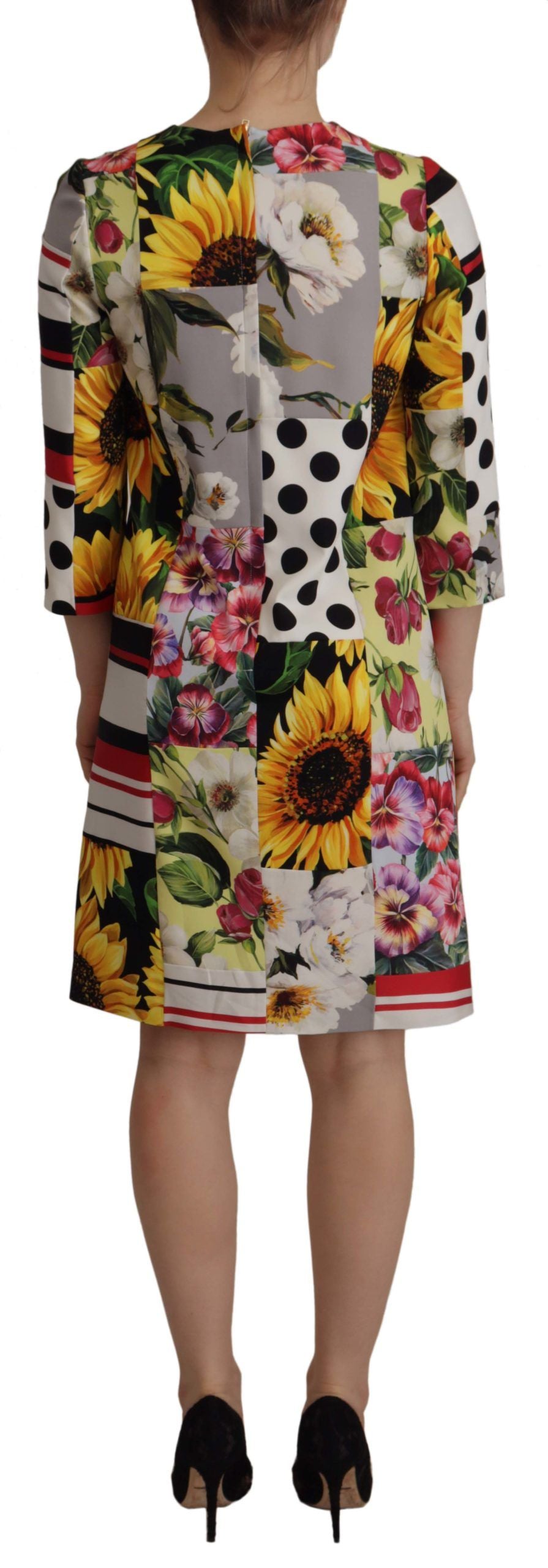 Dolce & Gabbana Mehrfarbiges Patchwork-Etuikleid aus Charmeuse