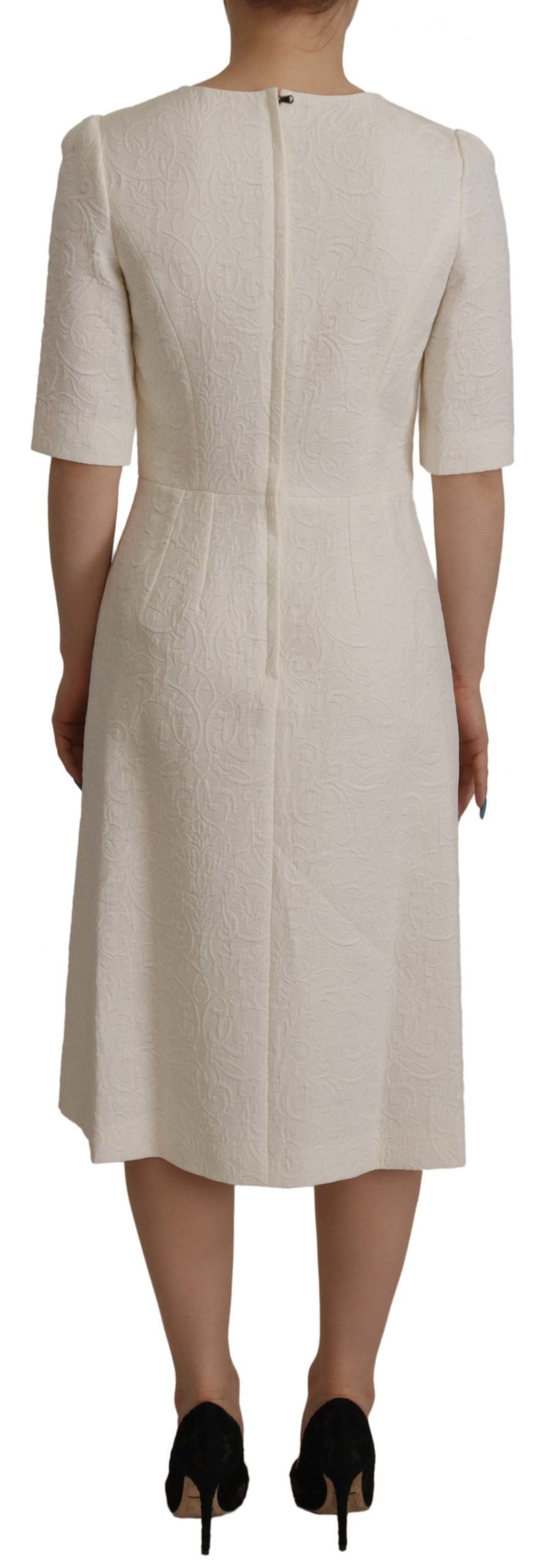 Rochie midi elegantă din jacquard Dolce & Gabbana, albă