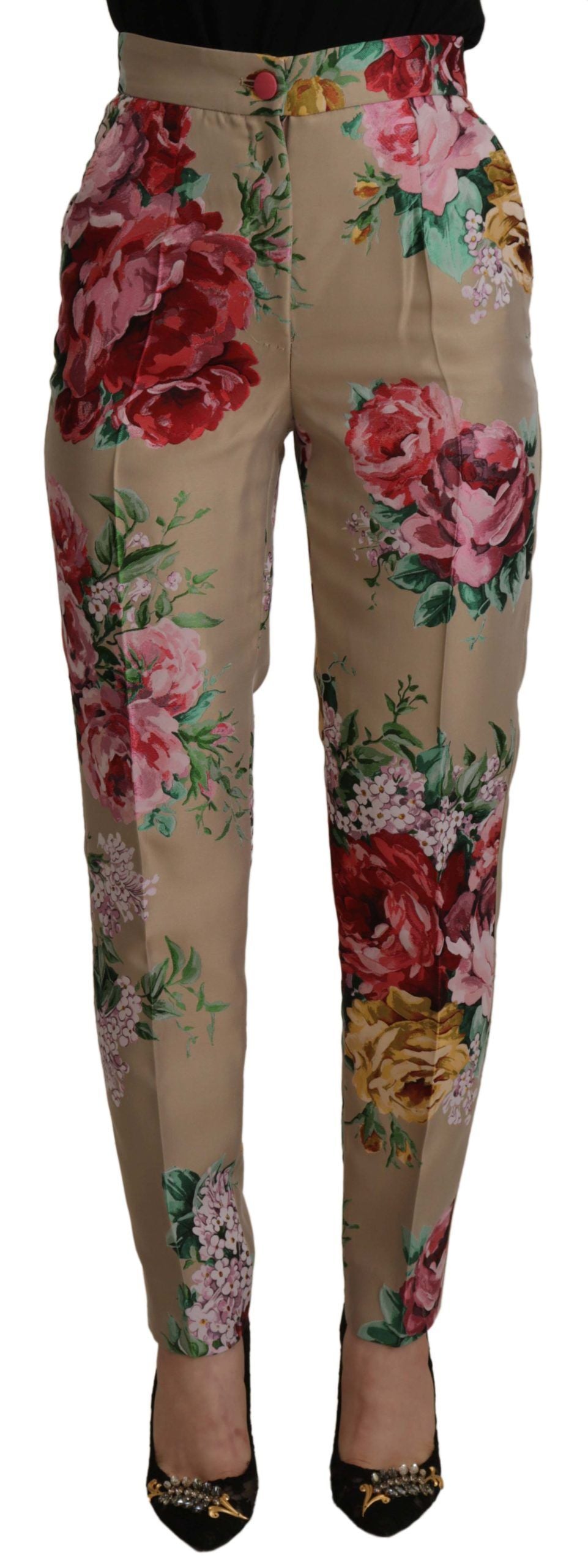 Dolce & Gabbana – Geblümte Anzughose mit hoher Taille