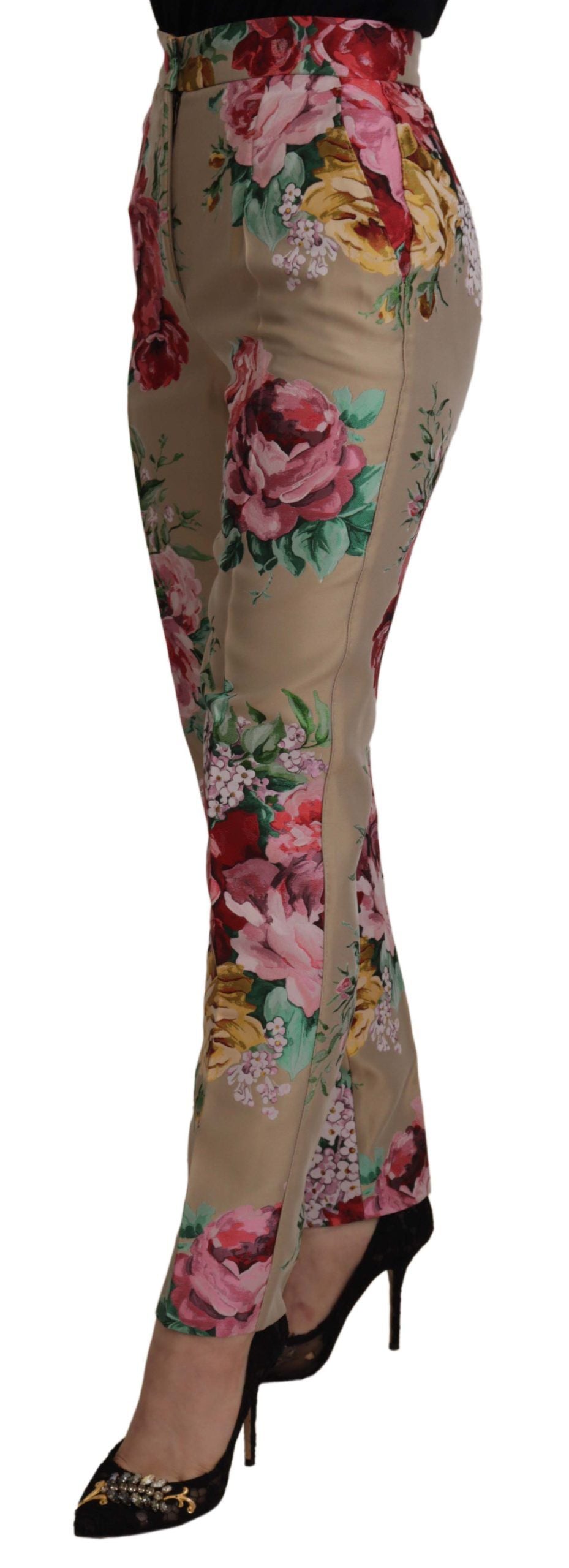Dolce & Gabbana – Geblümte Anzughose mit hoher Taille