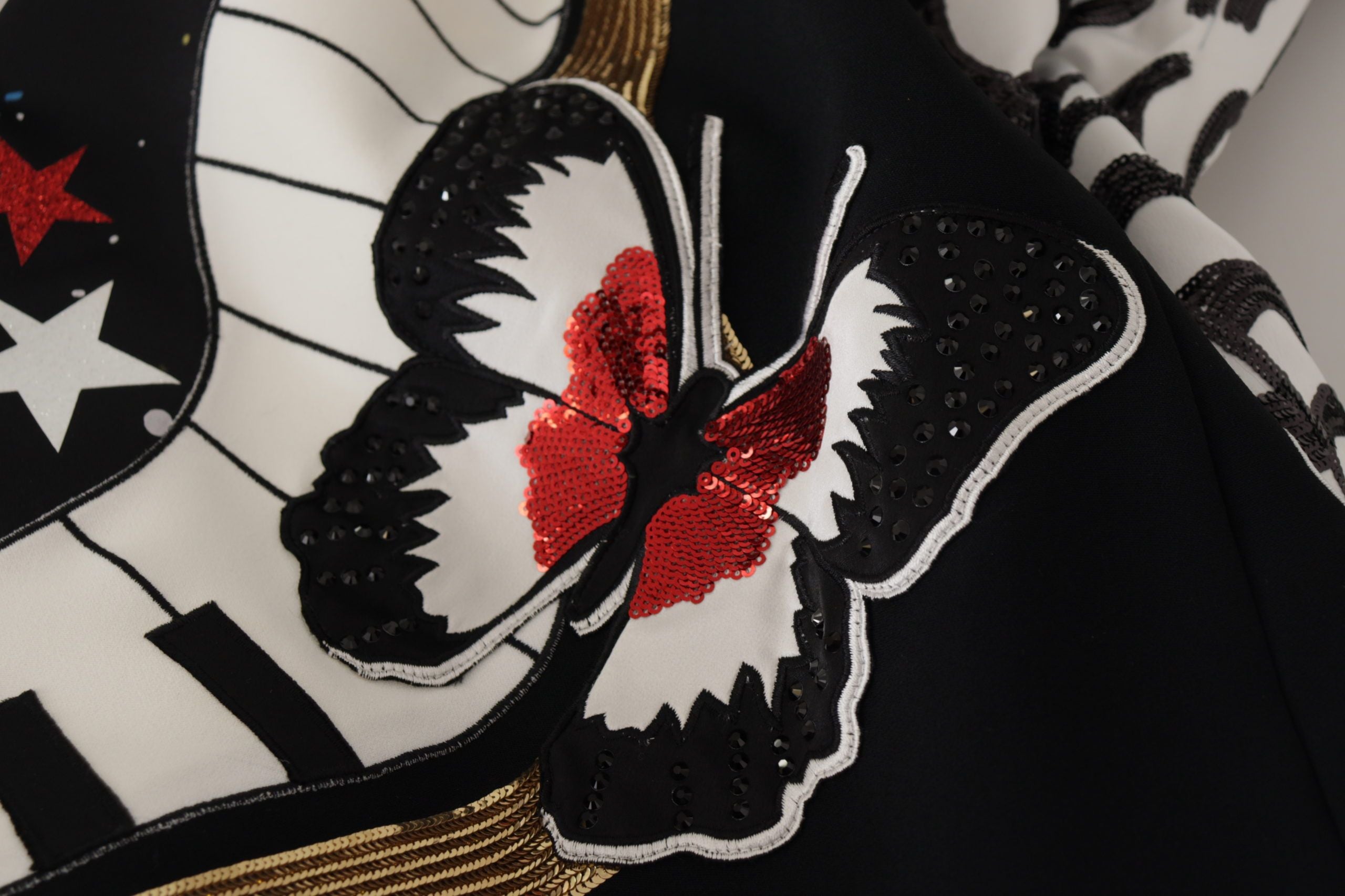 Dolce & Gabbana – Verzierter schwarzer A-Linien-Rock mit hoher Taille