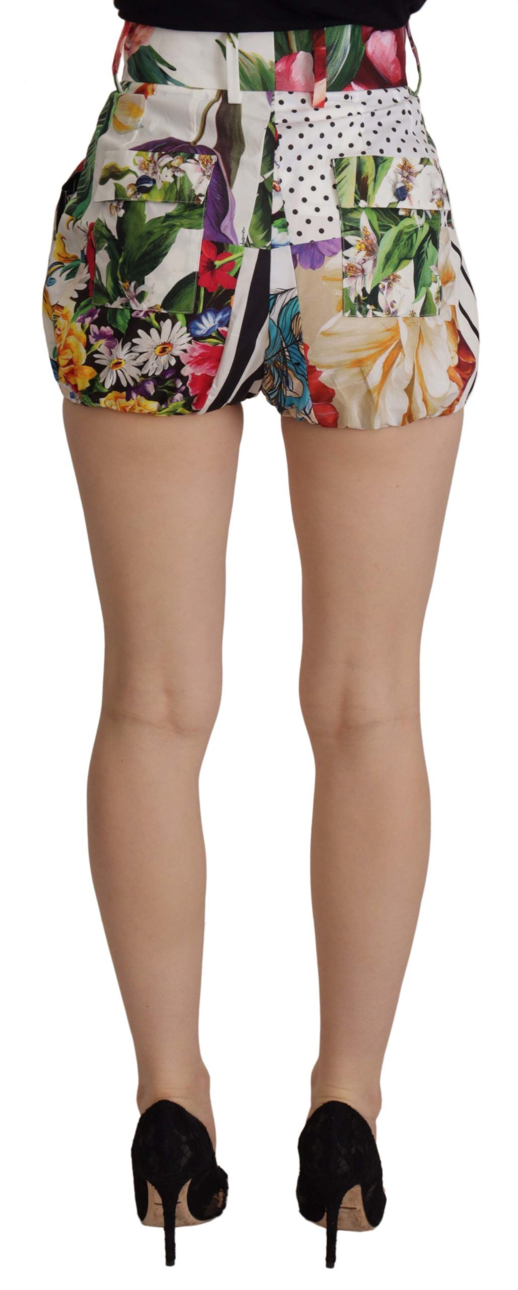 Pantaloni scurți cu talie înaltă și imprimeu floral Majolic multicolor Dolce & Gabbana