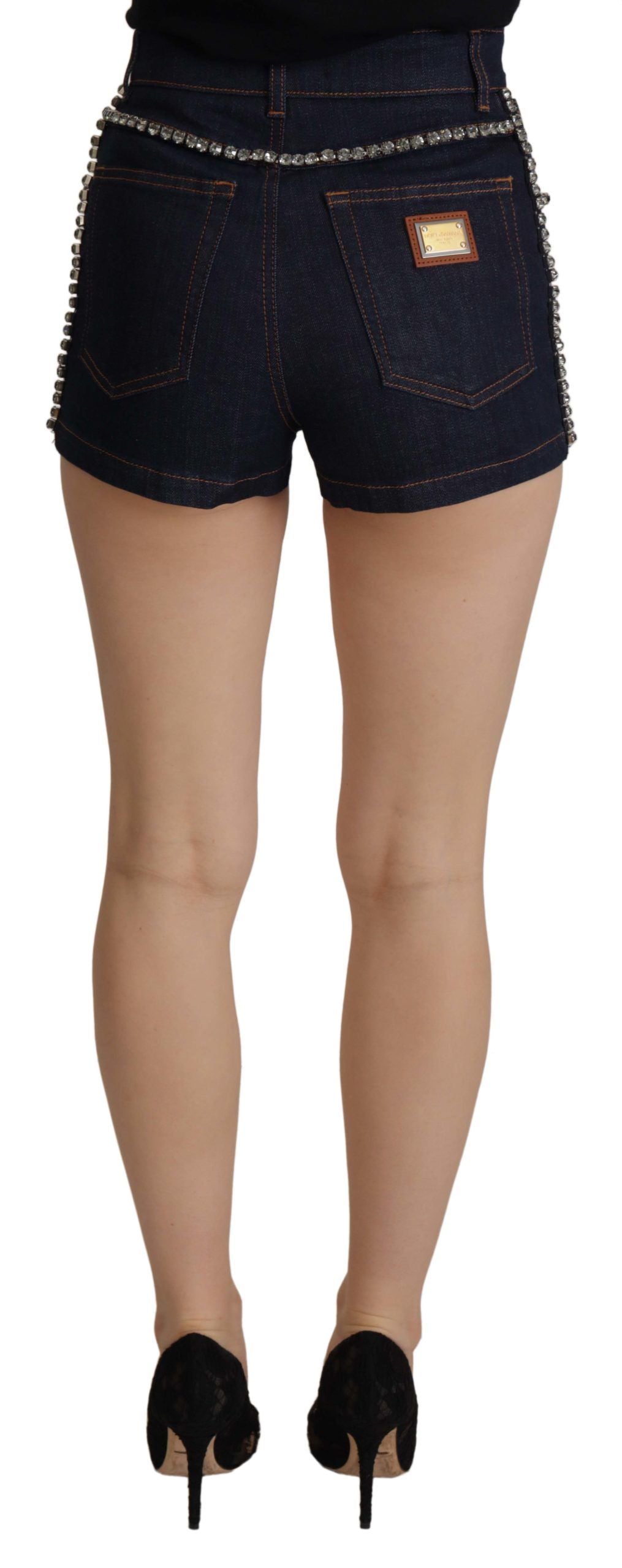 Pantaloni scurți Dolce & Gabbana Chic cu talie înaltă și detalii cu cristale