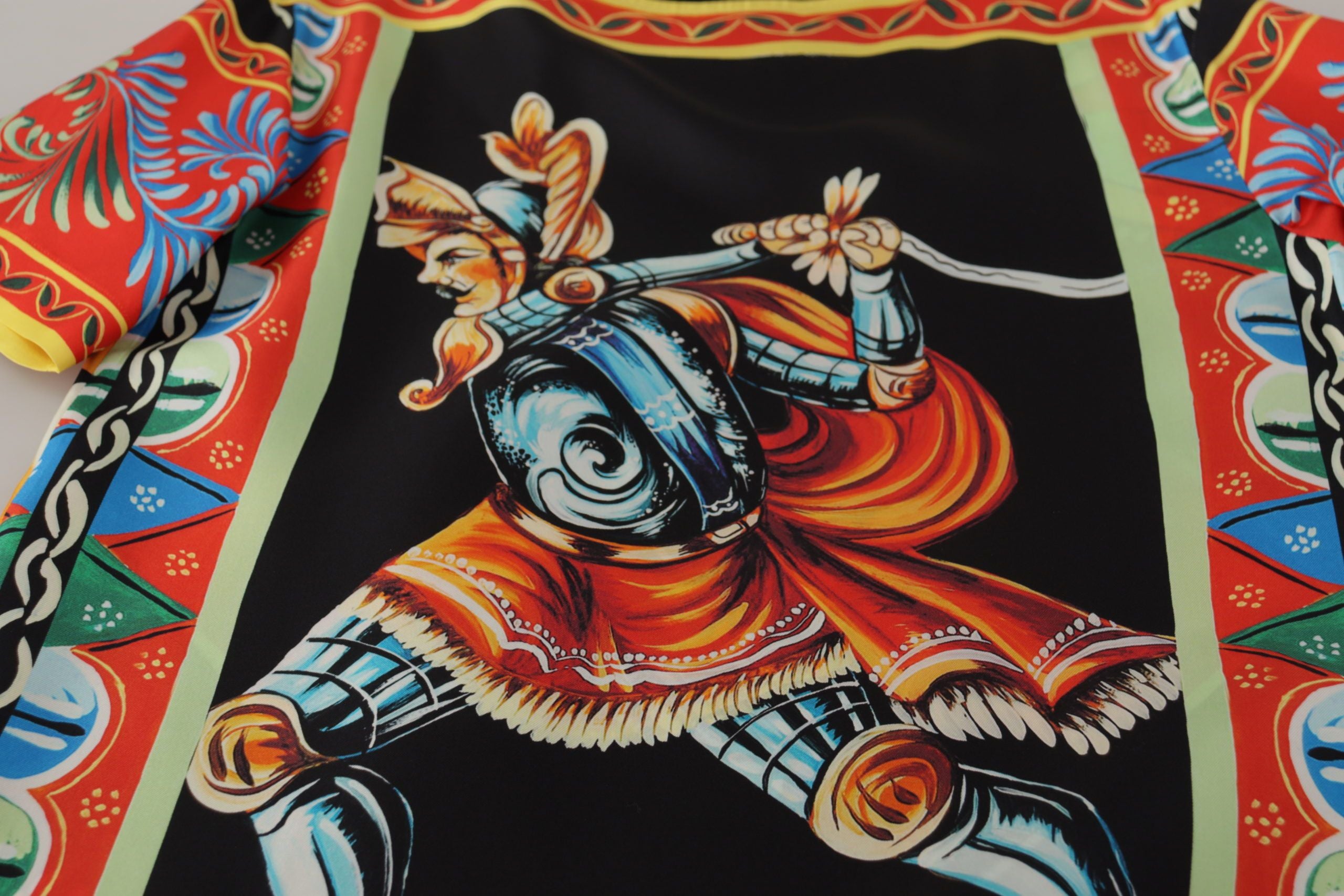 Dolce & Gabbana Multicolor Soldier Carretto Silk Top T-shirt