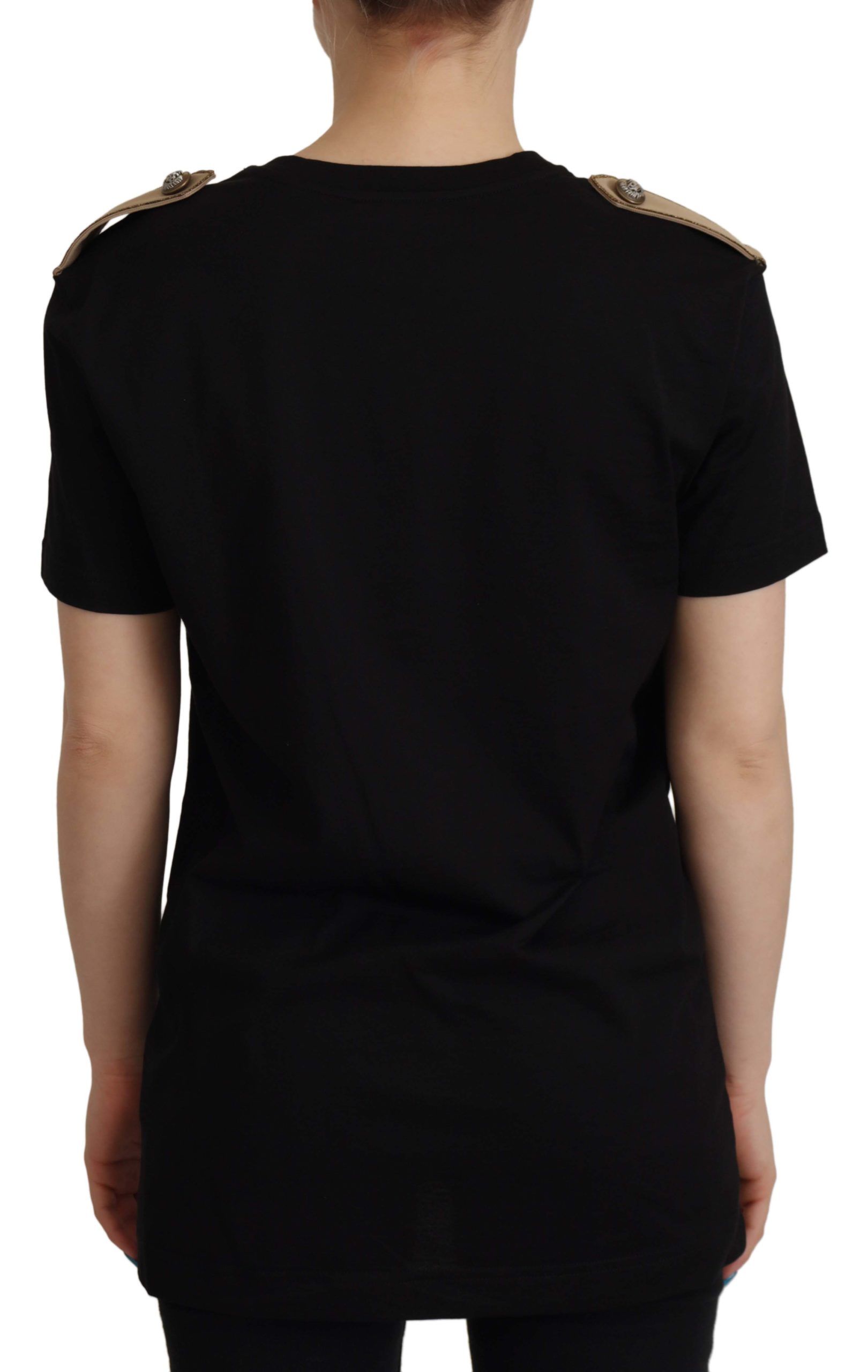 Tricou Dolce & Gabbana Chic Black Logo din bumbac pentru femei