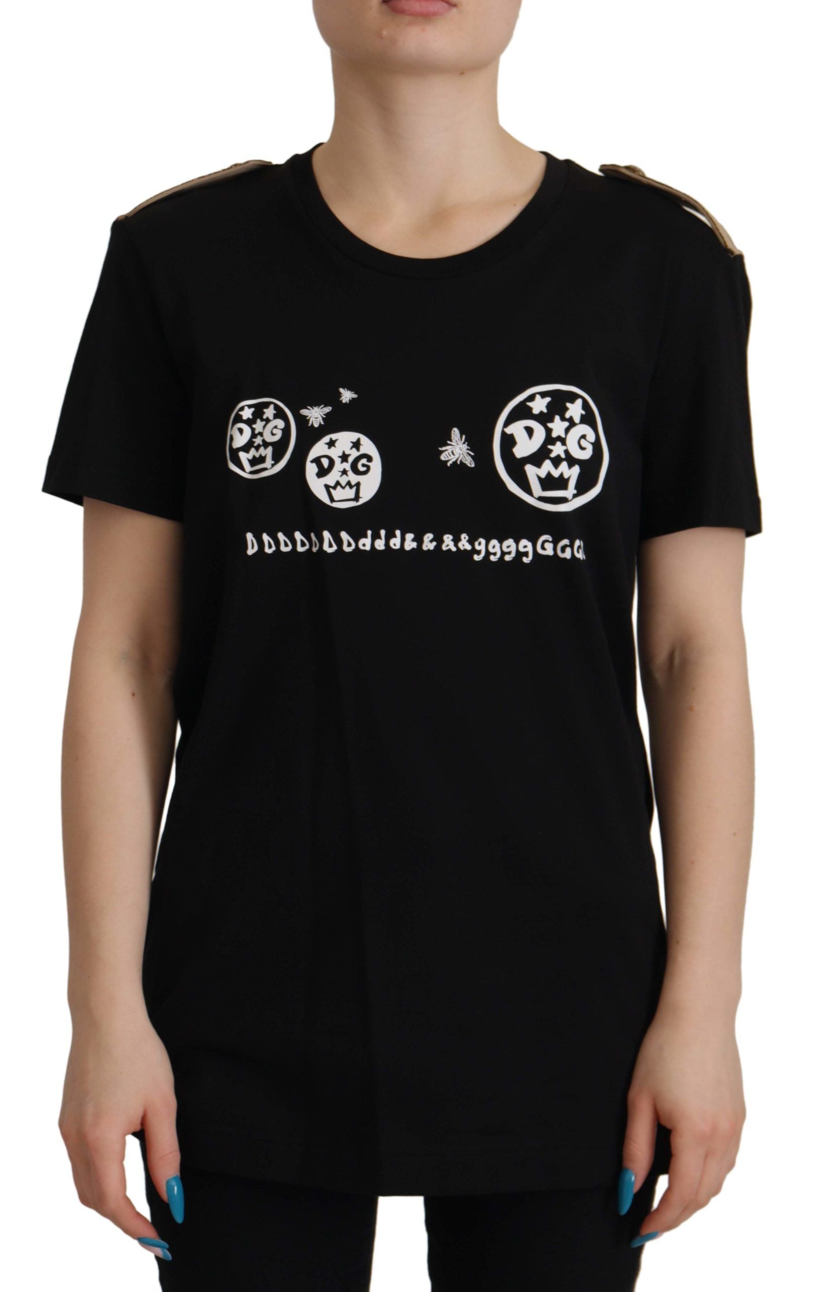 Tricou Dolce & Gabbana Chic Black Logo din bumbac pentru femei