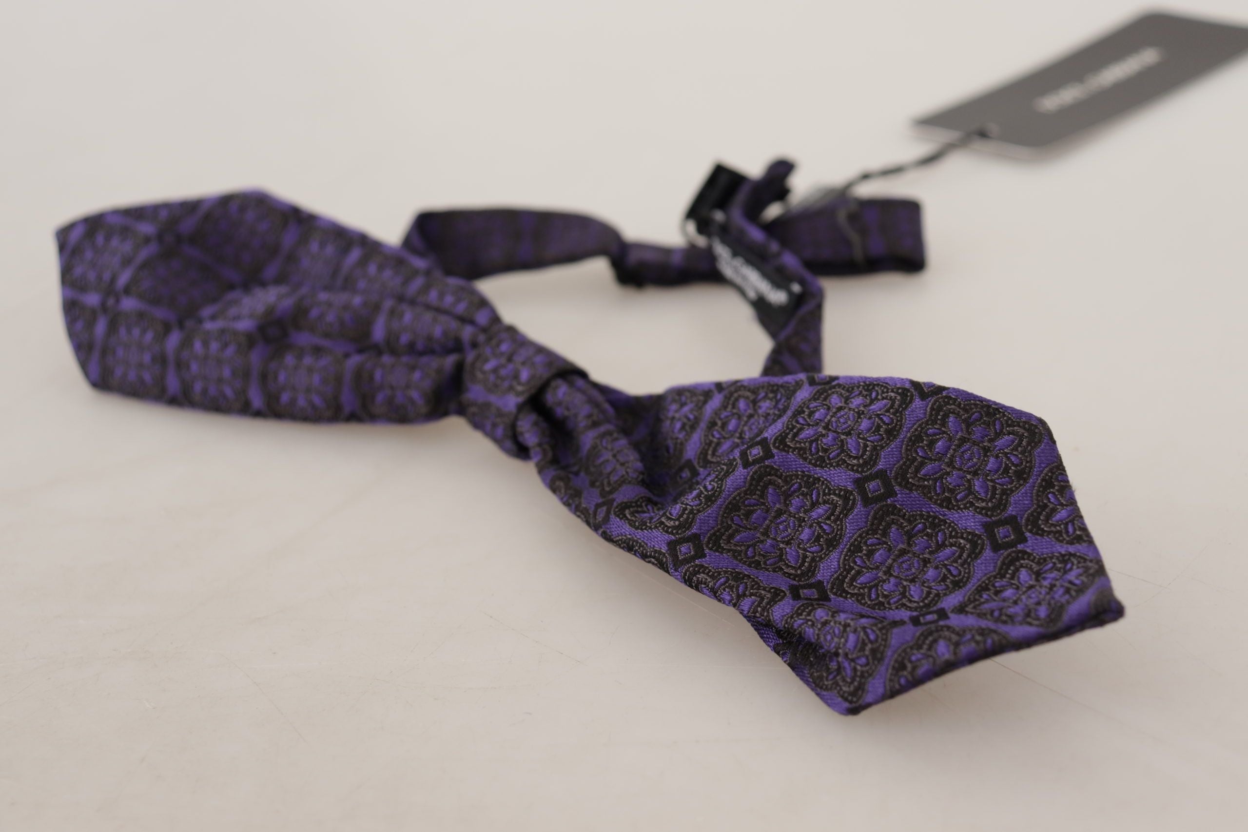 Papion elegant din mătase geometrică albastră Dolce & Gabbana