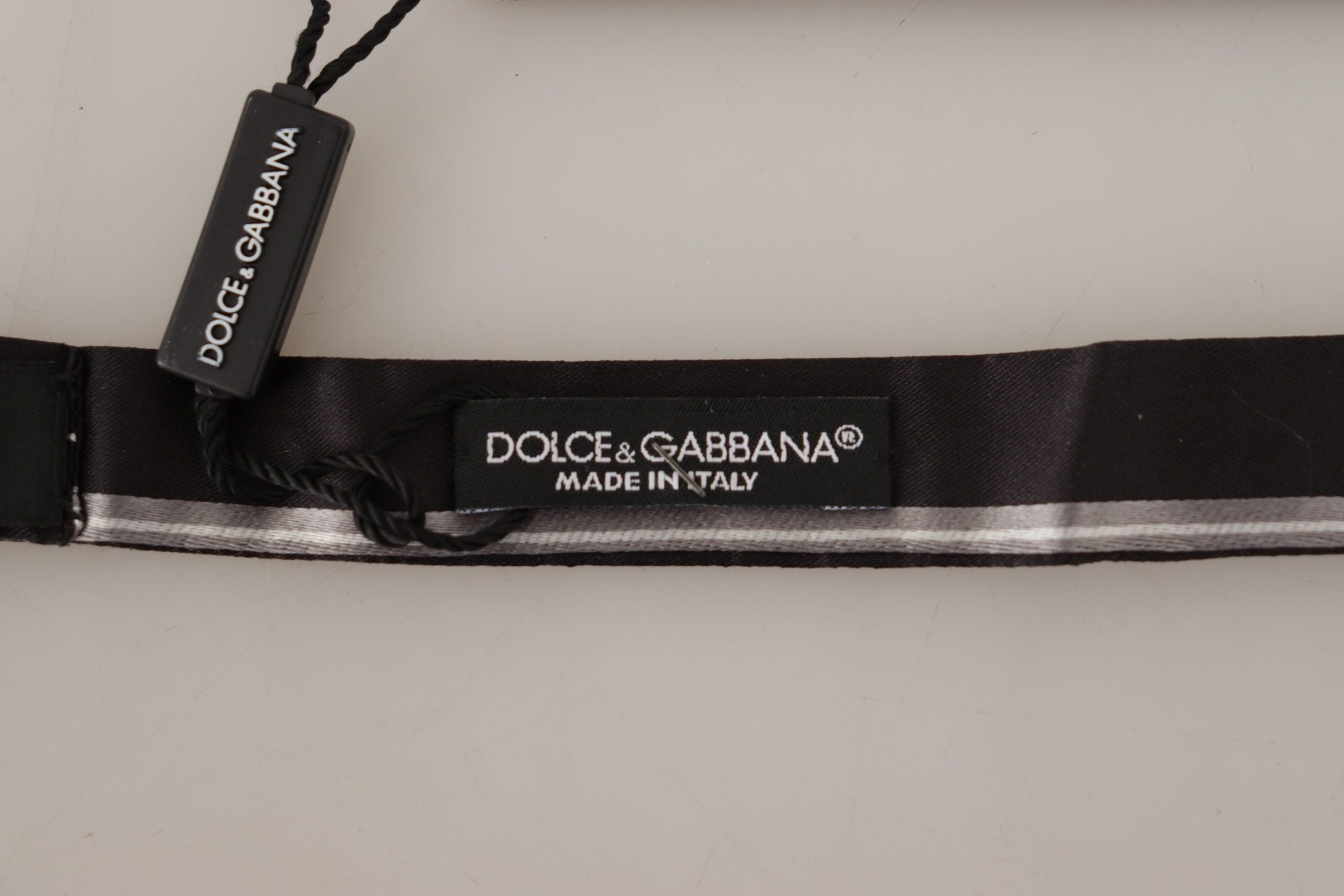 Papion elegant din mătase Dolce & Gabbana, negru și gri