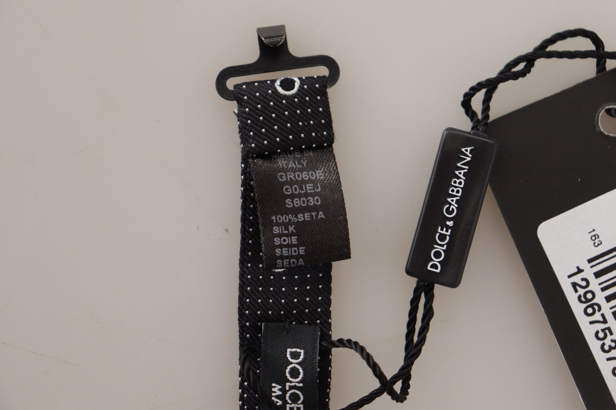Papion de mătase cu buline Dolce & Gabbana în alb și negru