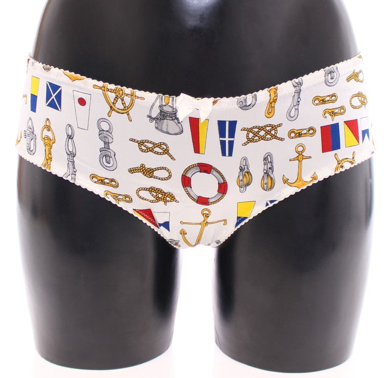 Set lenjerie intimă elegantă Dolce & Gabbana cu imprimeu marinaresc alb