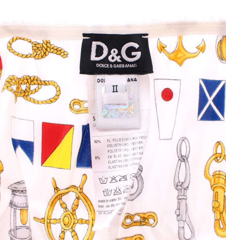 Set lenjerie intimă elegantă Dolce & Gabbana cu imprimeu marinaresc alb