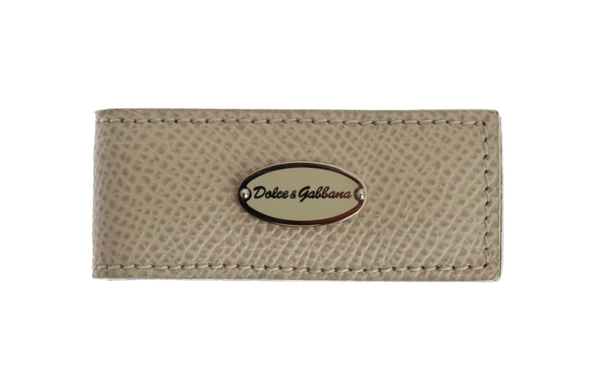Clemă elegantă pentru bani Dolce & Gabbana din piele bej