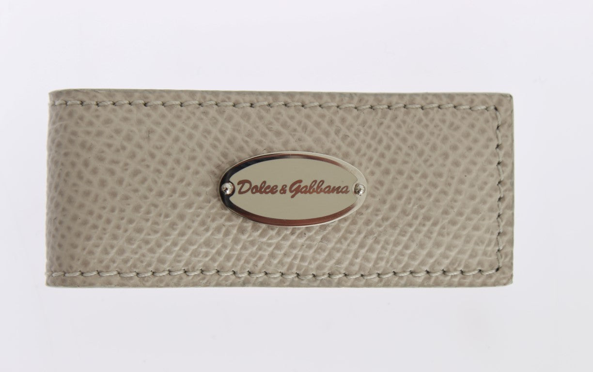 Clemă elegantă pentru bani Dolce & Gabbana din piele bej