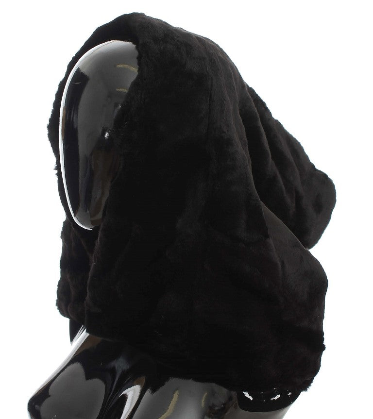 Dolce & Gabbana Schicker schwarzer Wieselfell-Kapuzenschal