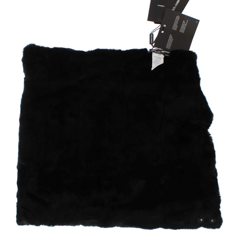 Dolce & Gabbana Schicker schwarzer Wieselfell-Kapuzenschal