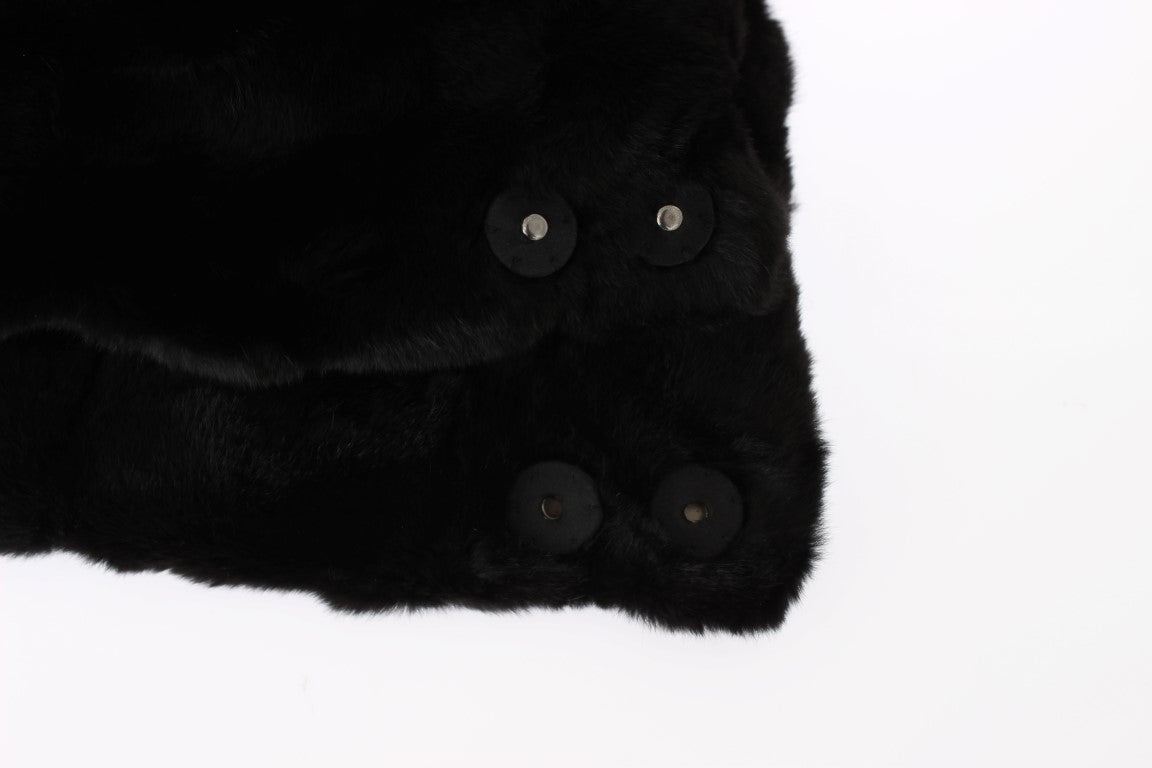 Dolce & Gabbana Schicker schwarzer Wieselfell-Kapuzenschal