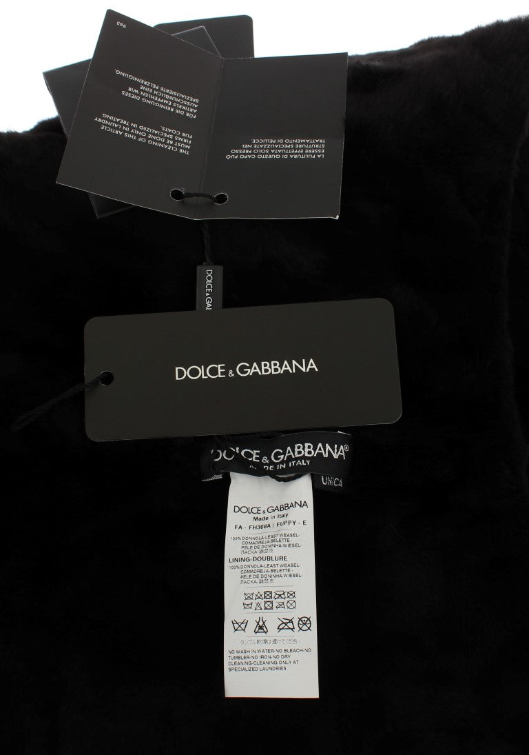 Dolce & Gabbana Schicker schwarzer Wieselfell-Kapuzenschal