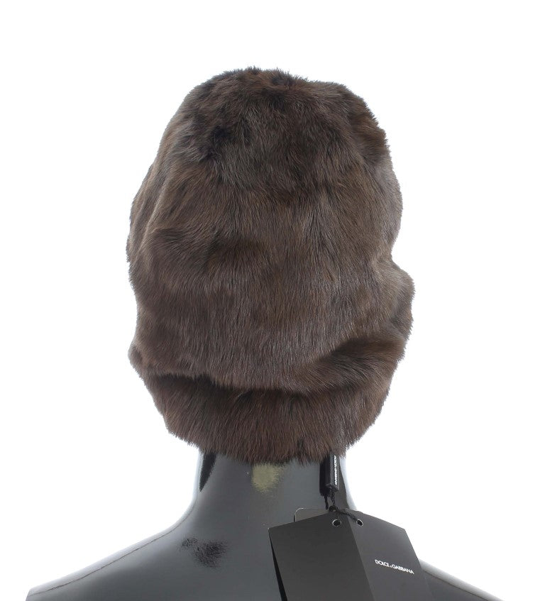 Căciulă Dolce & Gabbana Luxury Brown din blană de nevăstuică