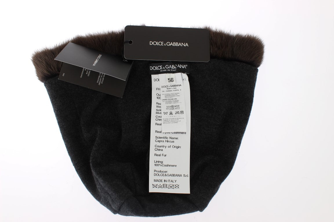 Căciulă Dolce & Gabbana Luxury Brown din blană de nevăstuică