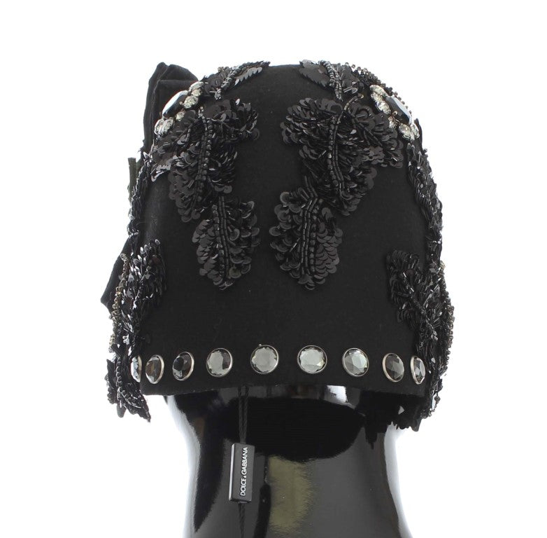 Pălărie Cloche Dolce & Gabbana Elegant Black cu Cristale