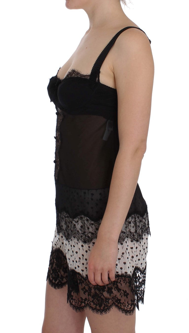 Dolce & Gabbana Elegantes Babydoll-Hemdchen aus Seiden-Blumenspitze