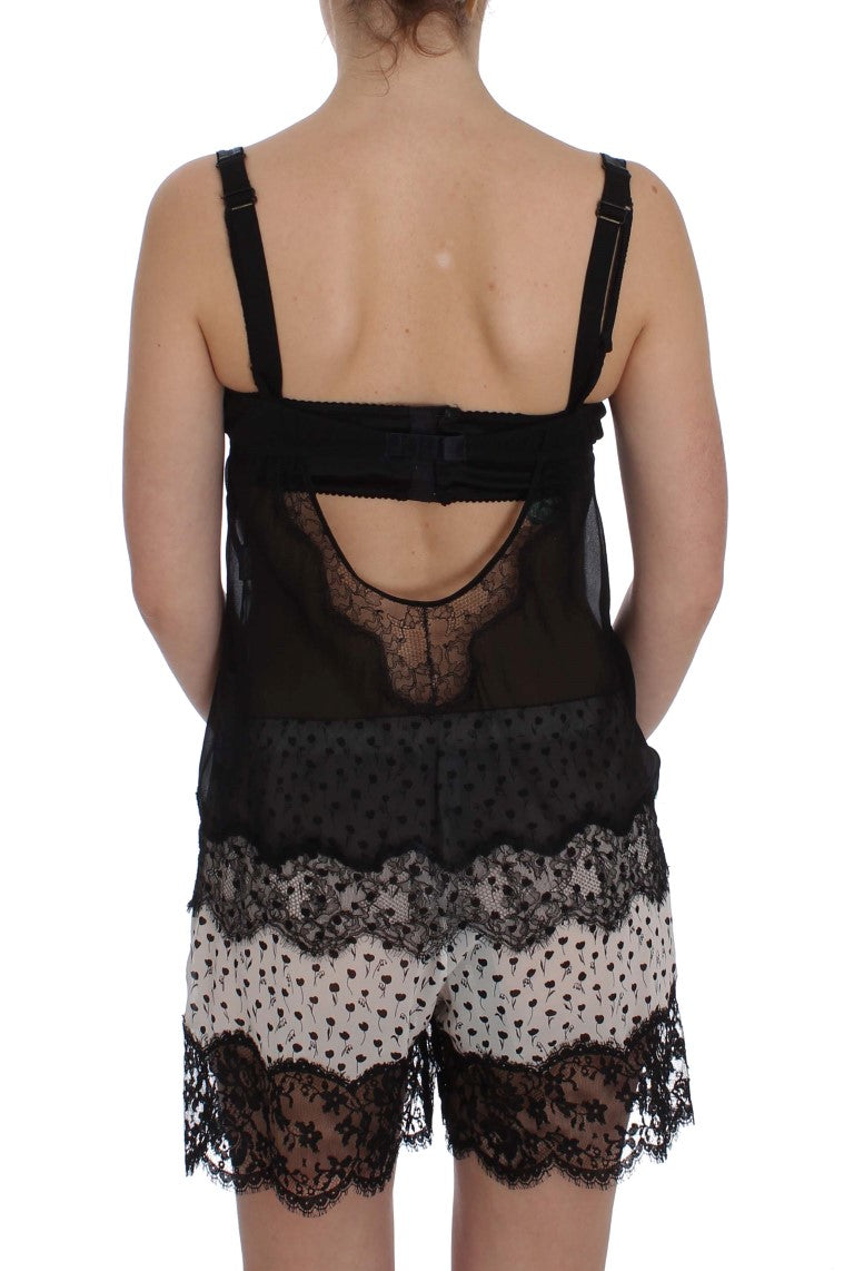 Dolce & Gabbana Elegantes Babydoll-Hemdchen aus Seiden-Blumenspitze