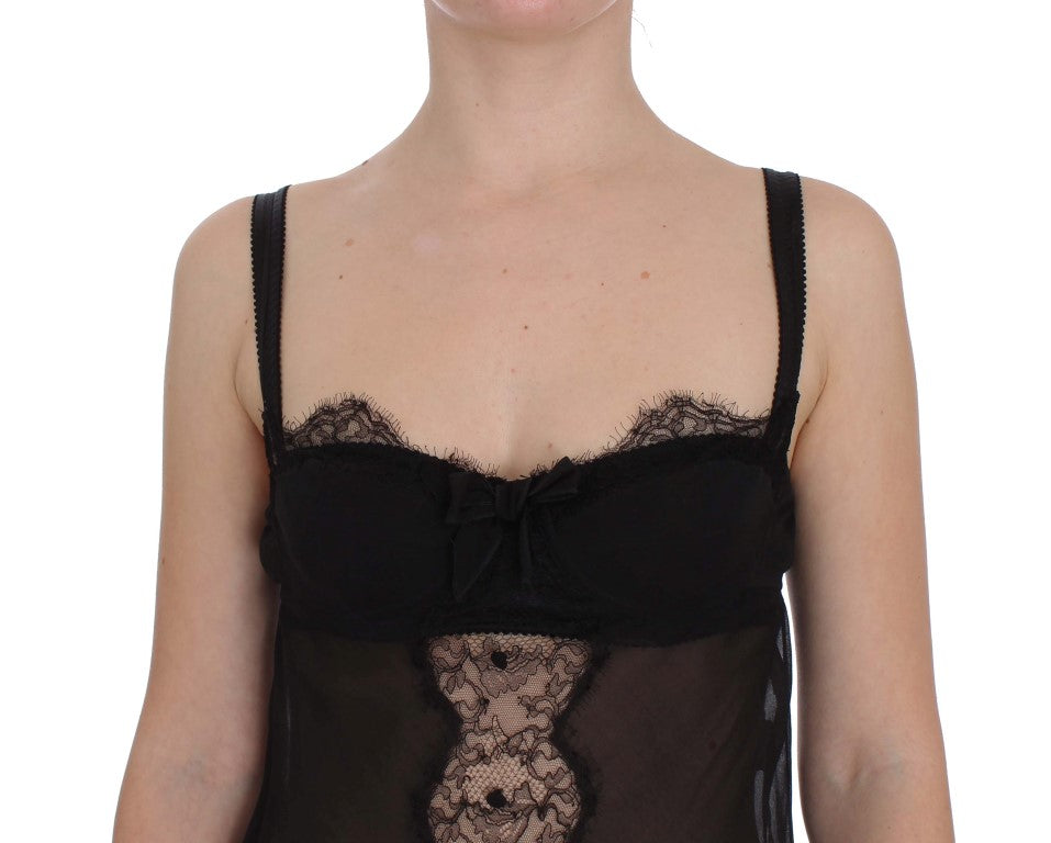 Dolce & Gabbana Elegantes Babydoll-Hemdchen aus Seiden-Blumenspitze