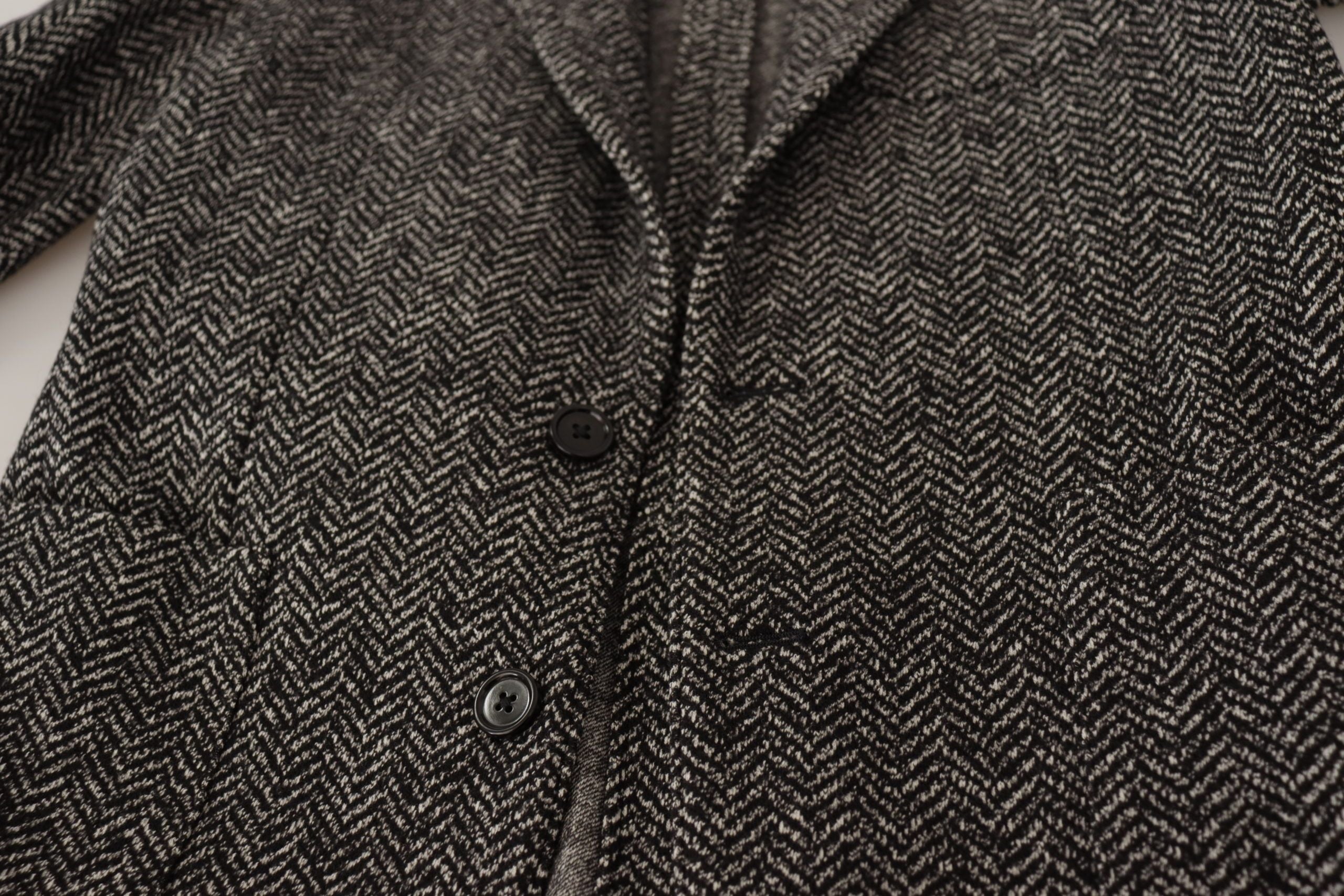 Dolce & Gabbana – Exquisite Blazerjacke in Grau mit Fischgrätenmuster