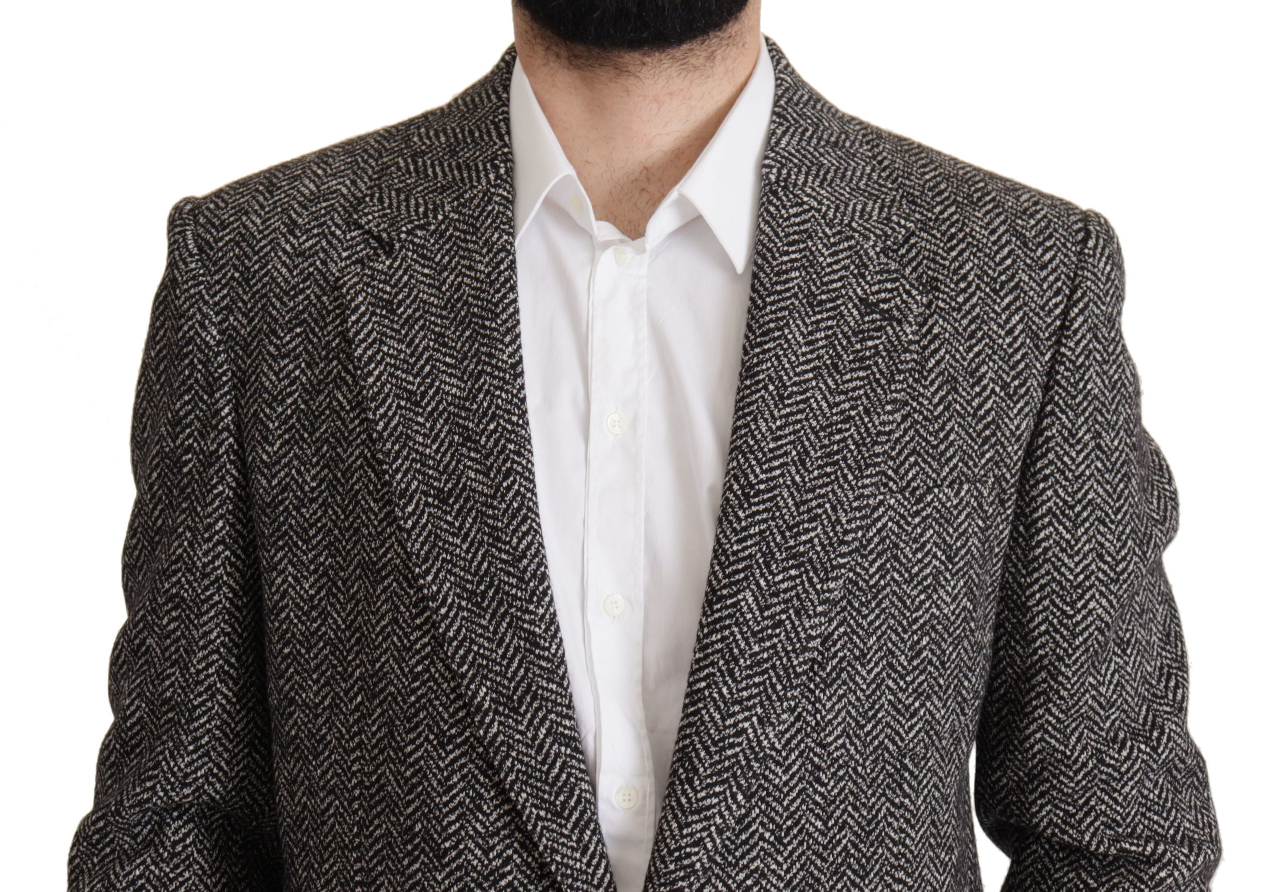 Dolce & Gabbana – Exquisite Blazerjacke in Grau mit Fischgrätenmuster