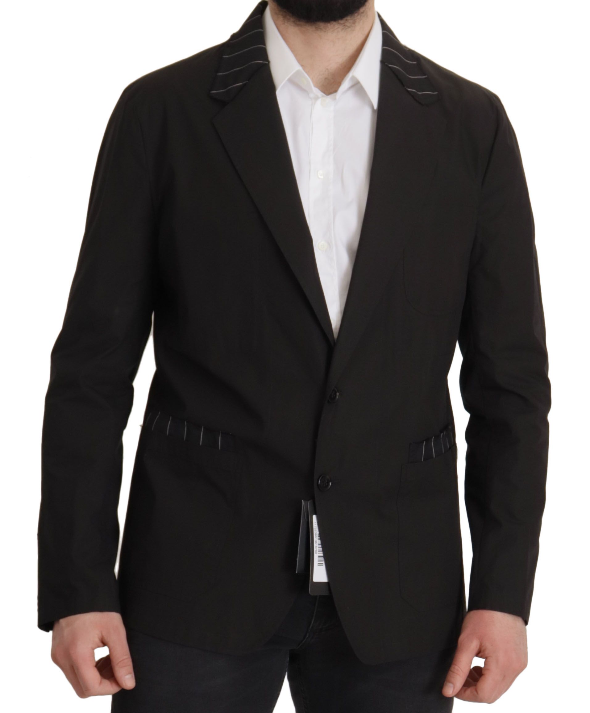 Dolce & Gabbana Elegante schwarze Blazerjacke aus Baumwoll-Wollmischung