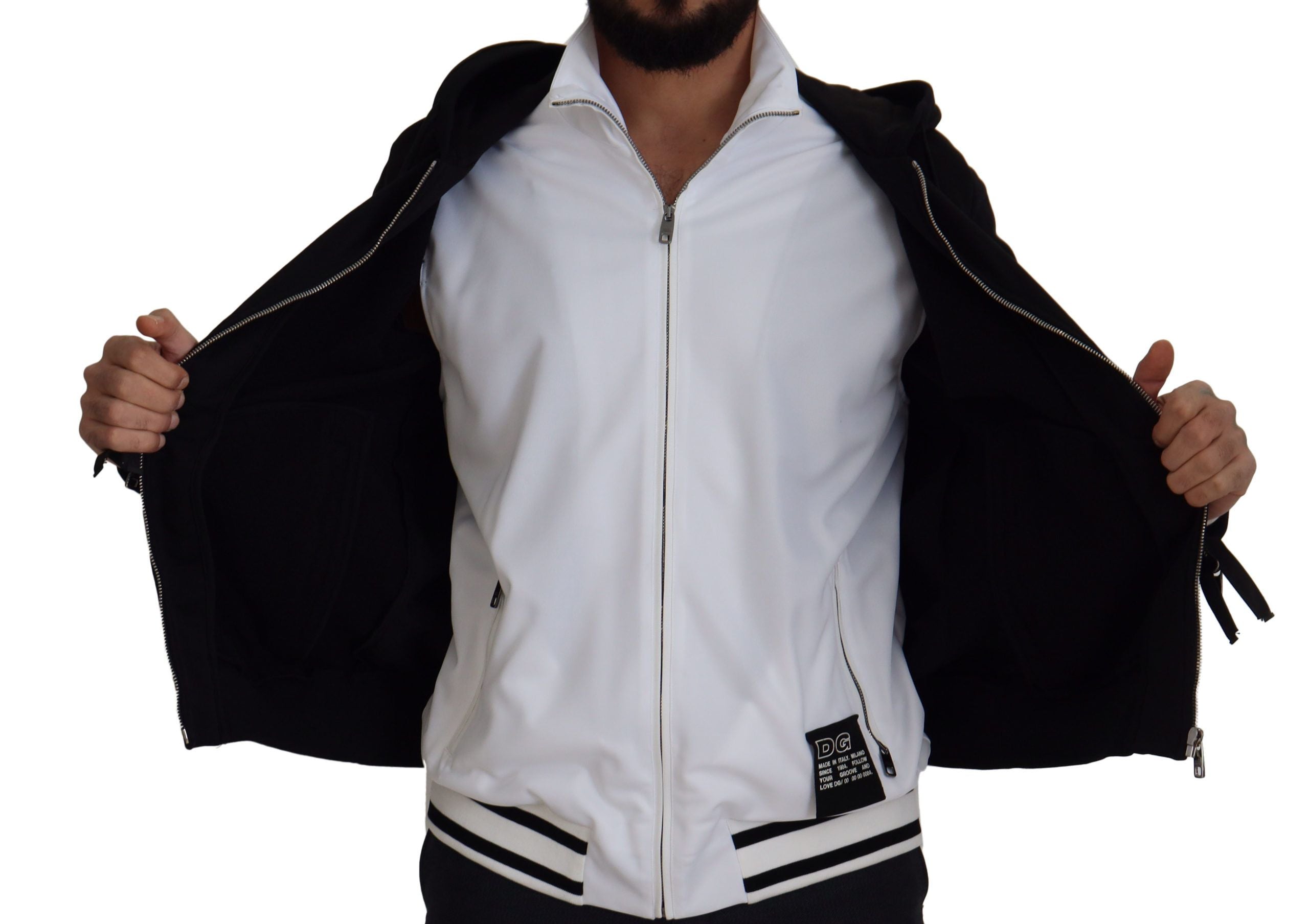 Dolce & Gabbana Elegante schwarze Bomberjacke mit Kapuze