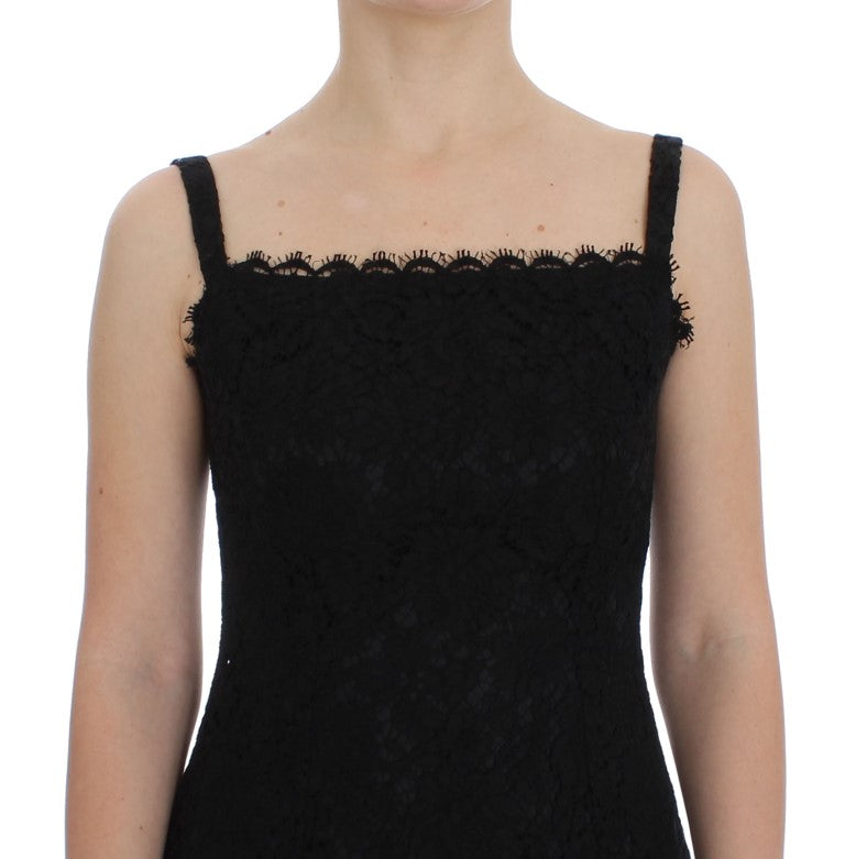 Dolce & Gabbana – Elegantes schwarzes knielanges Kleid aus floraler Spitze